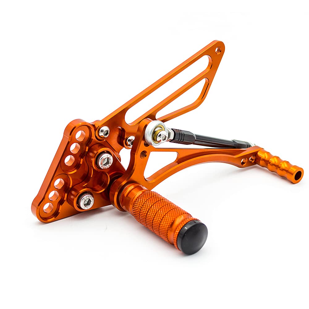 CNC GSXR1000 05-06 Motorcycle Adjustable Rearset Foot Pegs - Fully Adjustable Footrests Compatible with Suzuki GSX-R1000 2005-2006 Models (Orange) - Perfect for Track Racing and Performance Riding