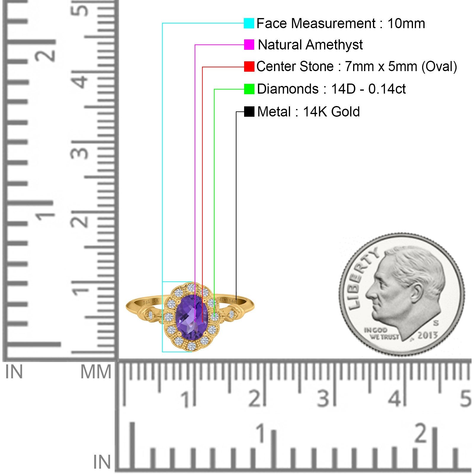 14K Gold 0.9ct Oval 7x5mm G SI Diamond Engagement Ring for Women - Elegant Wedding Band, Anniversary Gift, Promise Jewelry for Brides & Fiancées