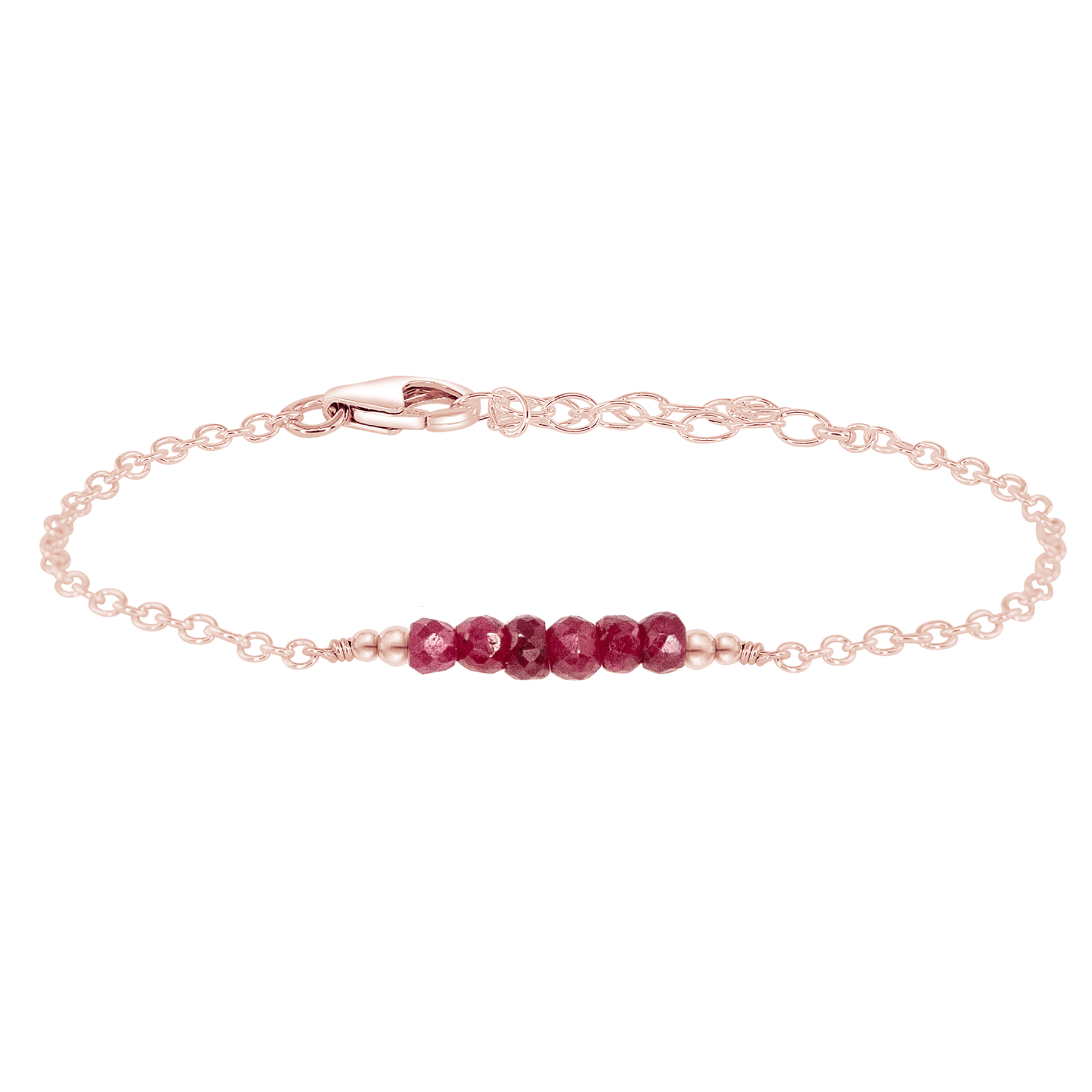 Sparkling Red Ruby Gemstone Faceted Bead Bar Bracelet for Women - Elegant Handmade Jewelry Gift for Birthday, Anniversary & Special Occasions