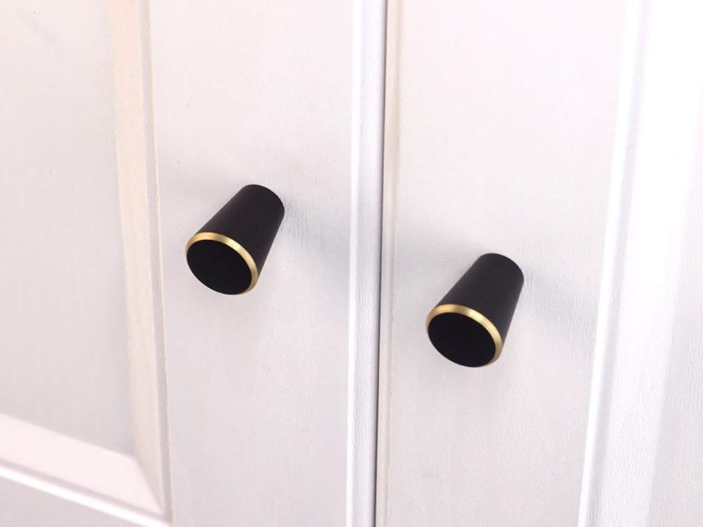 4Pcs Brass Single Hole Cabinet Knobs - Small Black Cone Drawer Pulls for Wardrobe, Furniture & Cabinet Doors | Durable & Stylish Hardware for Home Decor & DIY Projects