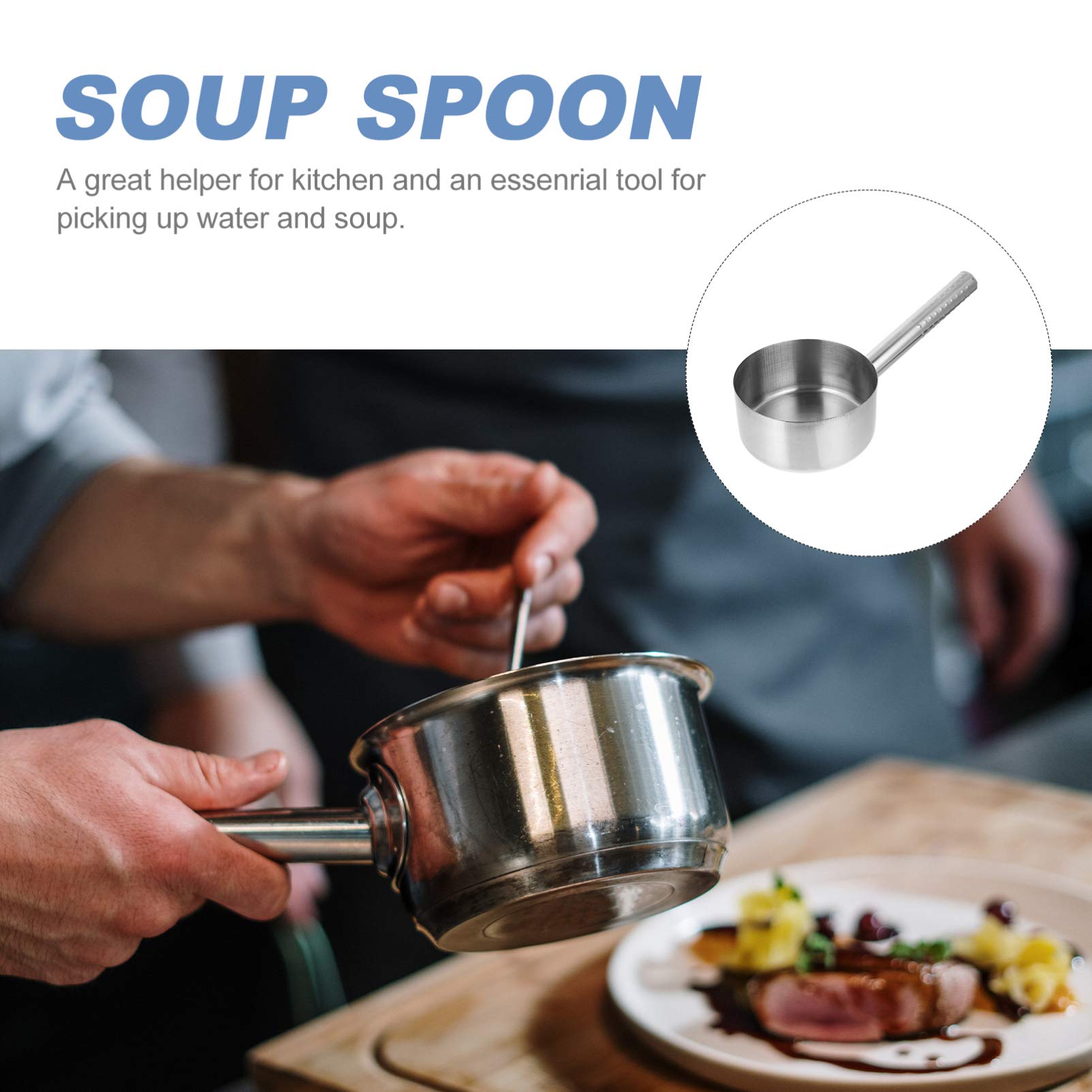 Stainless Steel Long Handle Water Ladle - Kitchen & Bathroom Scoop for Washing Hair, Cooking & Serving - Durable Dipper Spoon for Home & Commercial Use