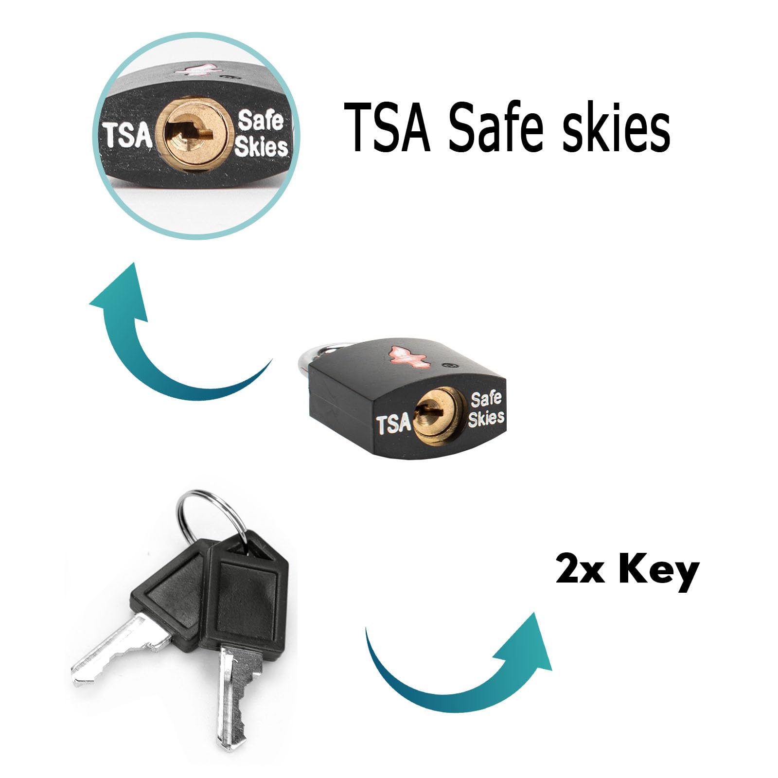 12 Pack TSA Approved Suitcase Locks - 11/12 Inch Wide Solid Brass Luggage Locks for Travel, Gun Cases & Backpacks (12 Colors: Black/Blue/Orange) - Secure Your Belongings During Air Travel & Outdoor Adventures