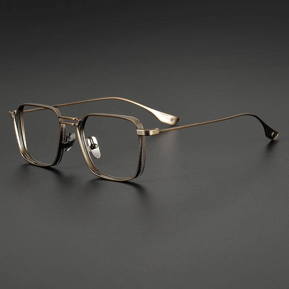 Black Unisex Titanium Square Double Bridge Full Rim Eyeglasses Frame 21125 - Stylish & Durable for Work, Reading, and Everyday Fashion