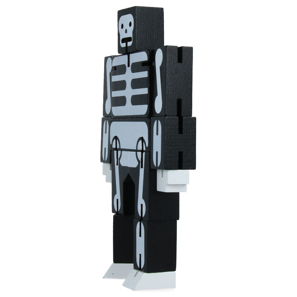 Cubebot Small Black/Skeleton Wooden Puzzle Toy - Fun Brain Teaser for Kids & Adults - Perfect for Office Desk, Stress Relief & Educational Play