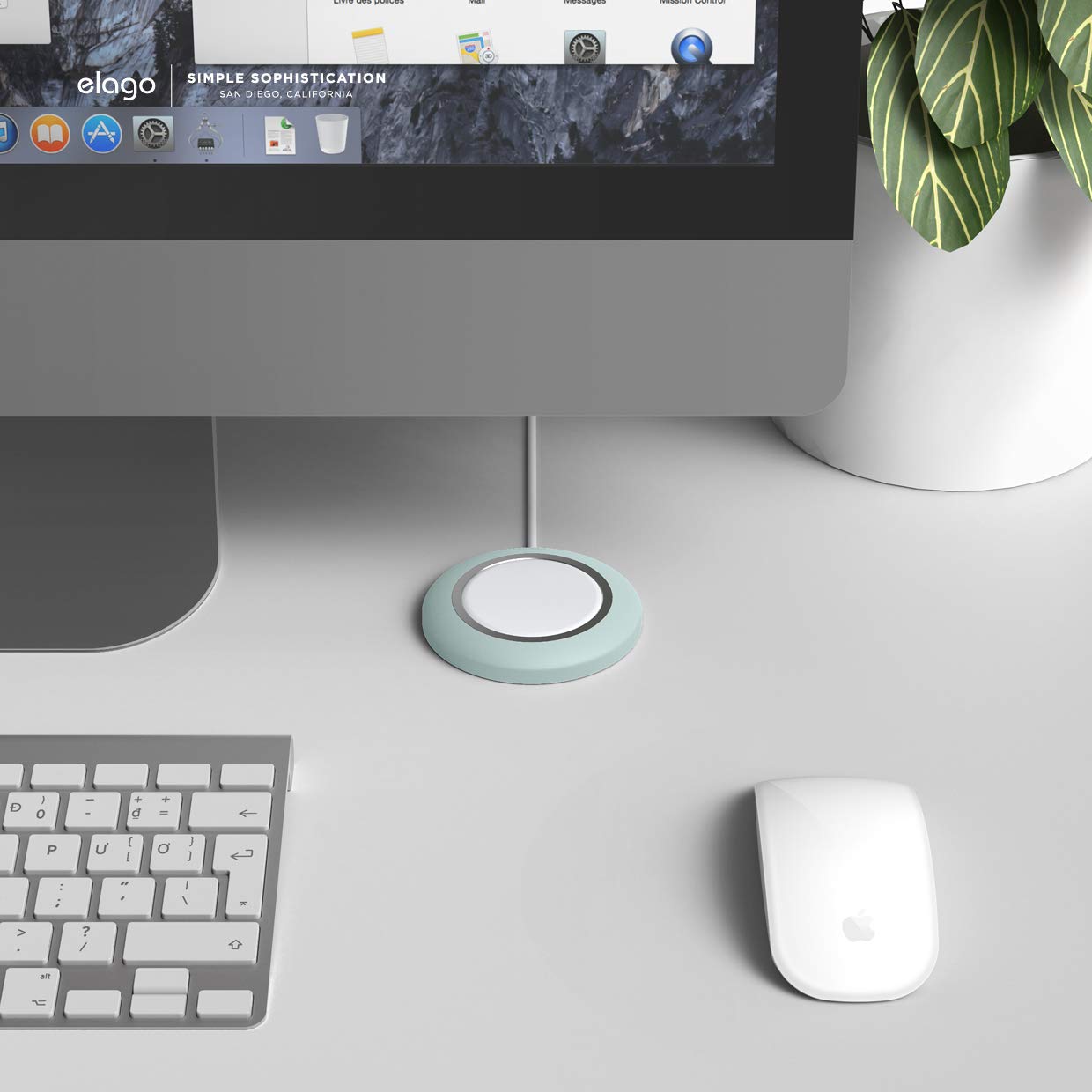 elago Magnetic Wireless Charging Pad - Compatible with MagSafe Charger for iPhone 16/15/14/13/12 Series, AirPods Pro & AirPods 3/4 - Anti-Slip Charger Stand with Strong Magnets (Mint Green) | Perfect for Bedside, Office Desk & Car Dashboard Charging
