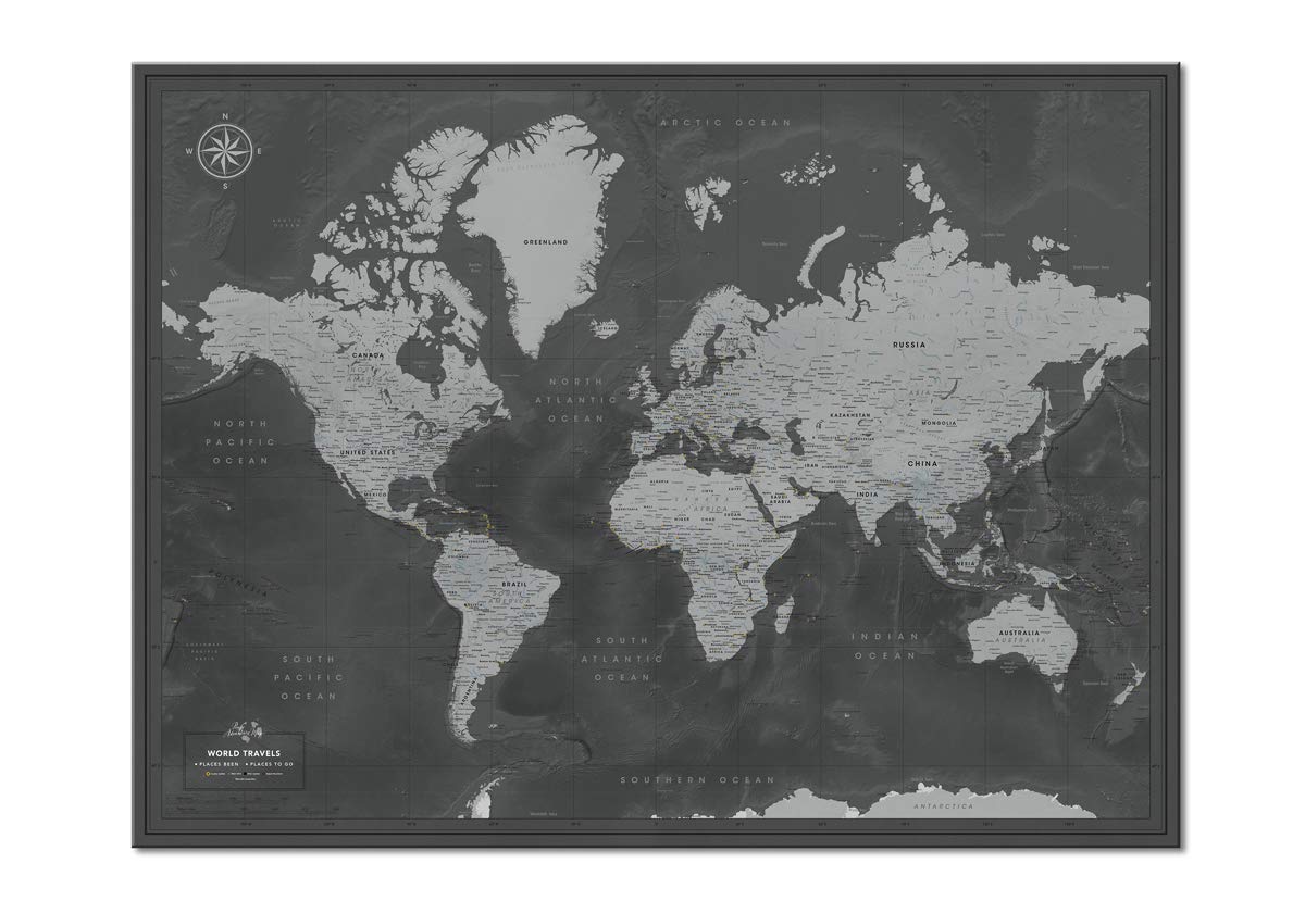 Personalized Push Pin Travel Map - World Map Poster with Pins | Customizable Design & Size Options | Perfect Gift for Travel Lovers | Track Your Adventures & Decorate Home Office