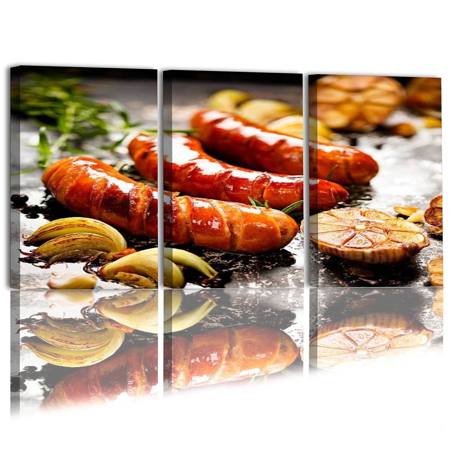 3-Panel Grilled Sausage with Garlic & Onions Canvas Wall Art - 20