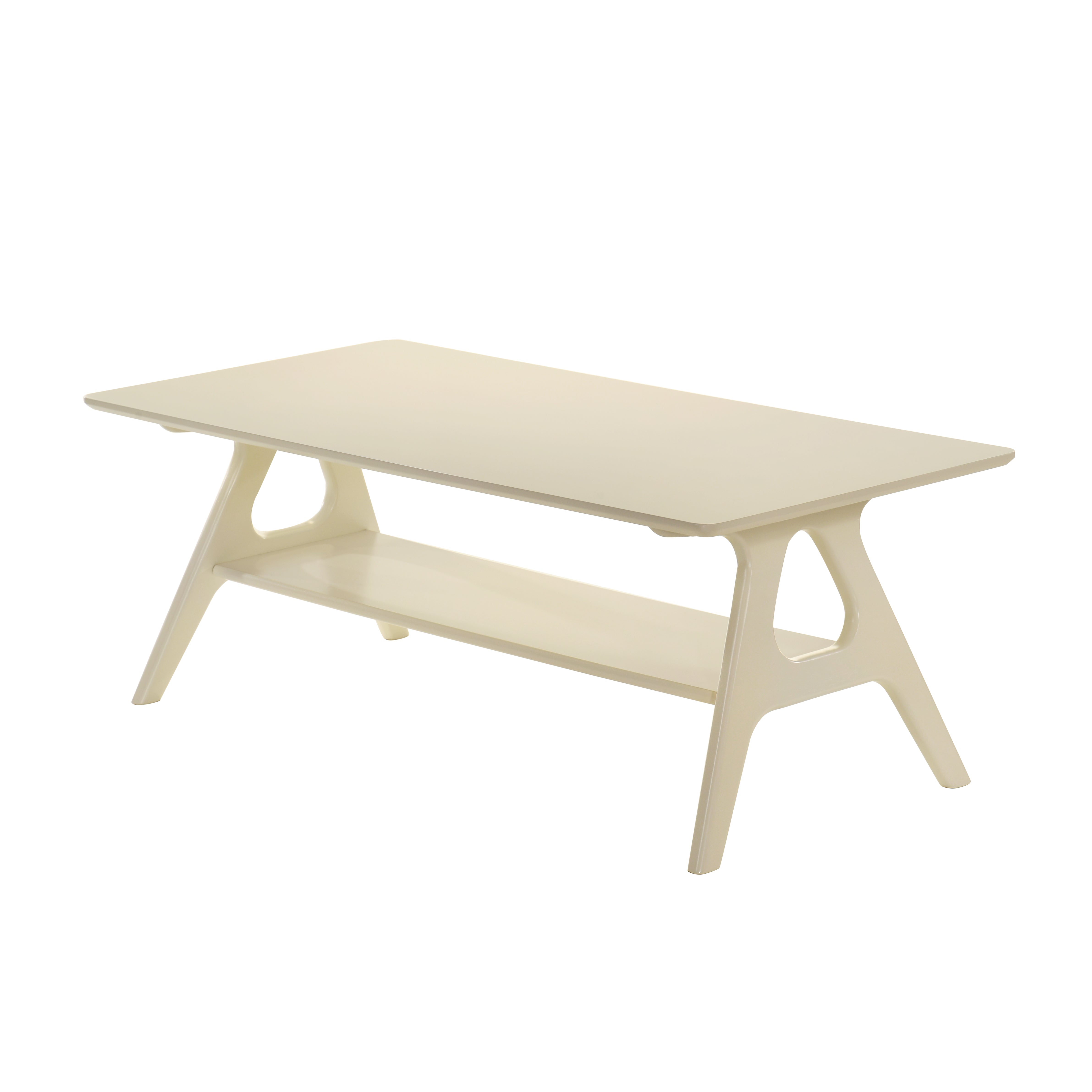 Roundhill Furniture Arona Mid Century Modern Wood Shelf Coffee Table - Stylish Living Room Accent Table for Books & Decor