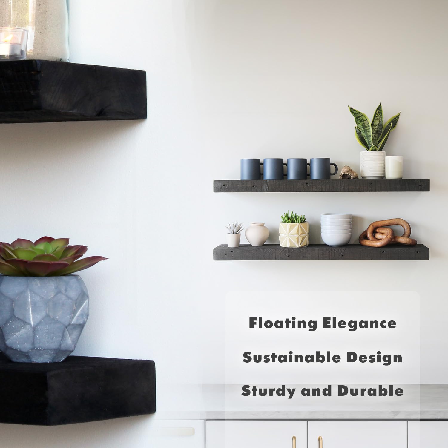 Reclaimed Barnwood Floating Shelves Set of 2 - 48