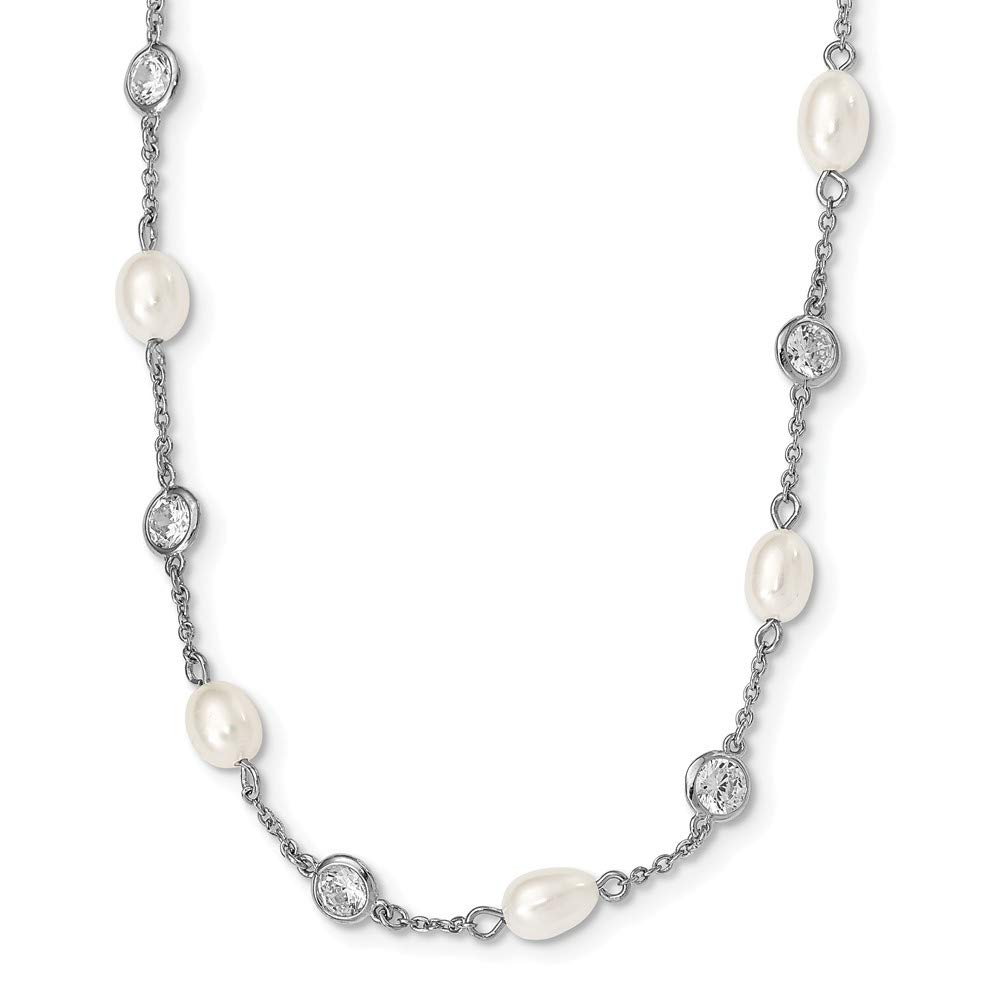 925 Sterling Silver CZ Cubic Zirconia & Freshwater Pearl 36