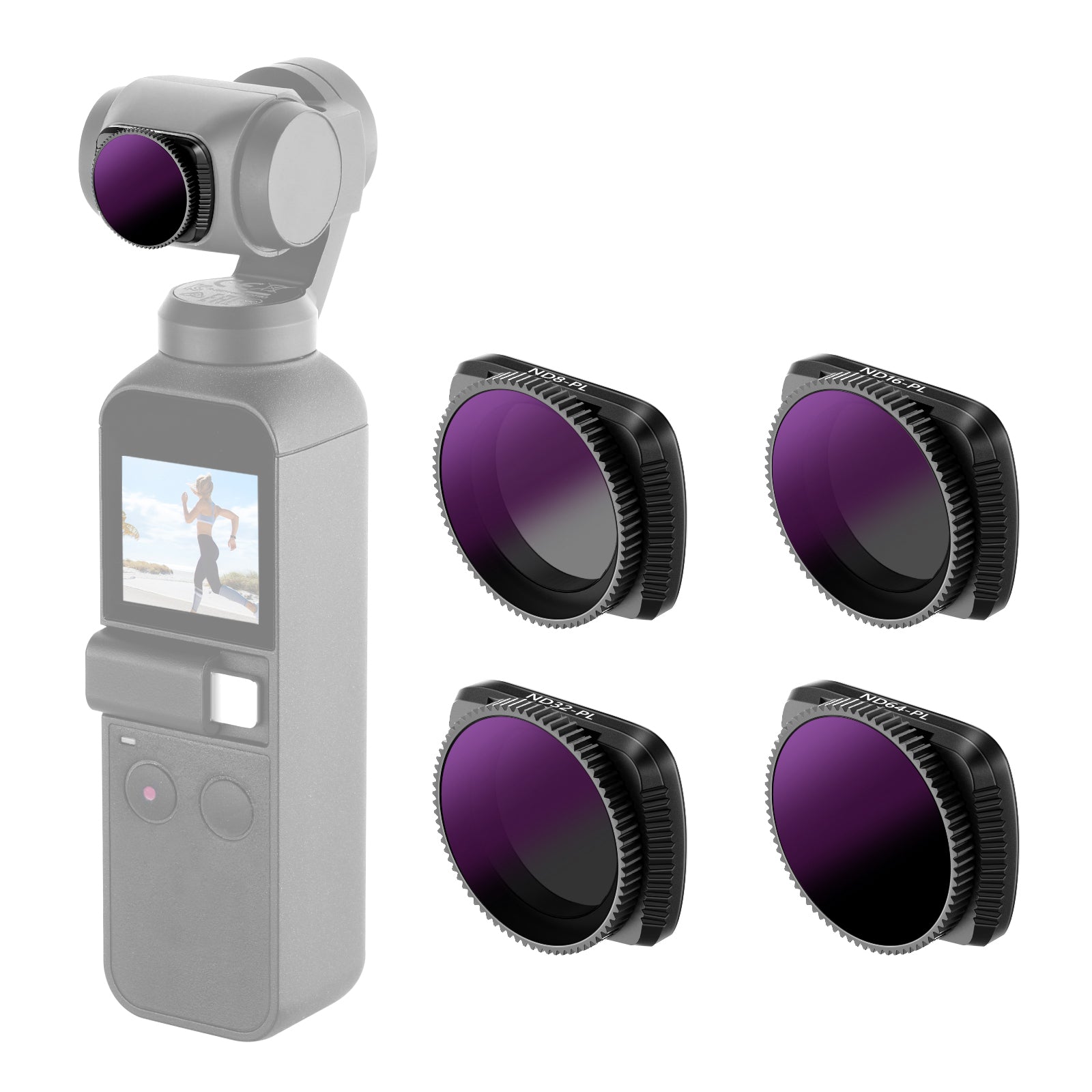 NEEWER FL 4NL 4-Pack Magnetic ND/PL Filter Kit for DJI Osmo Pocket 2 & 1 - Enhance Your Vlogging & Travel Videos with Professional Color Grading