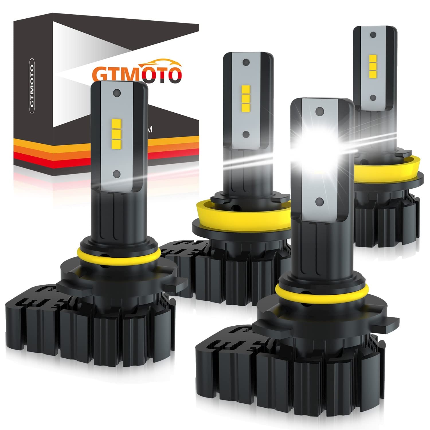 GTMOTO LED Headlight Bulbs Conversion Kit for 2007-2013 GMC Sierra 1500/2500HD/3500HD - Plug and Play Low & High Beam Combo, 6000K Cool White (4-Pack) - Perfect for Night Driving & Off-Road Adventures