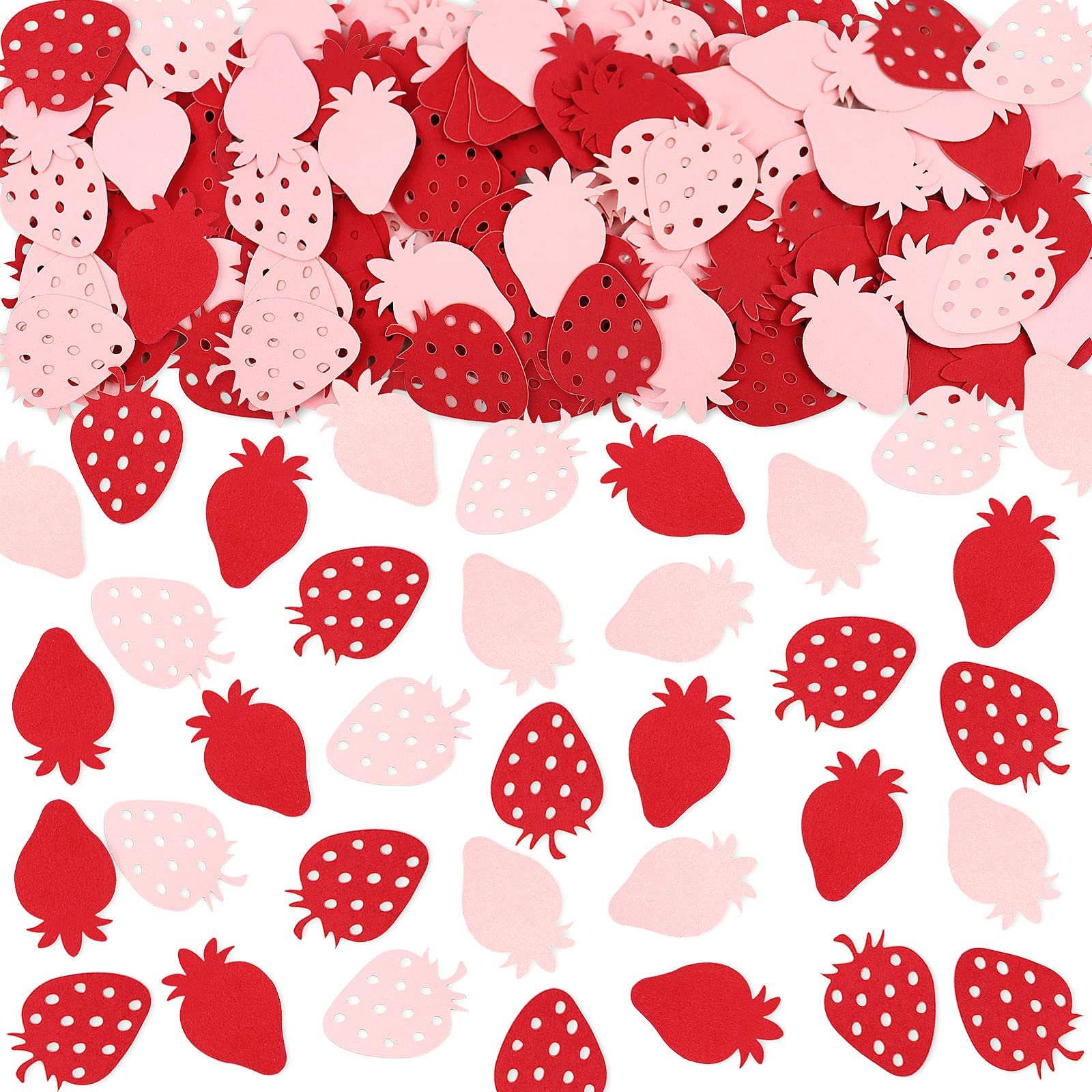 100PCS Pink and Red Strawberry Confetti - Perfect for Baby Showers, Bee Themed Birthday Parties, Table Decorations & Wedding Confetti Scatter (Red)