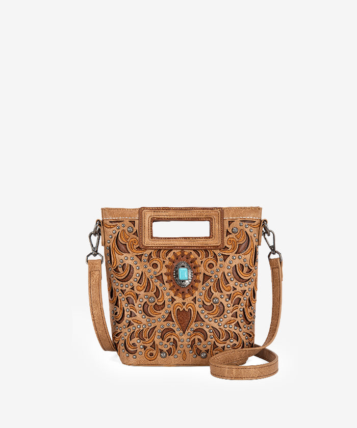 Montana West Embroidered Crossbody Bag for Women - Stylish Cut-Out Design, Perfect for Travel, Shopping & Everyday Use