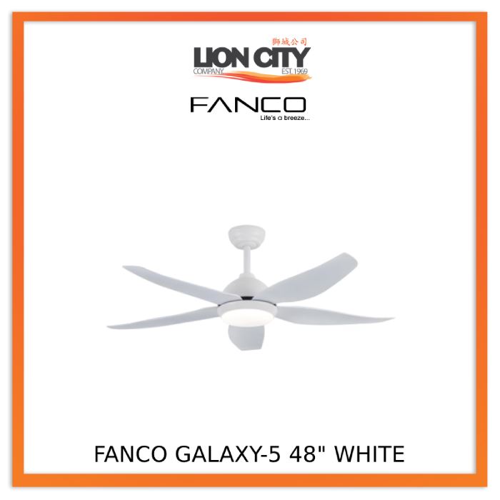 Fanco Galaxy 5 38/48/56 Inch DC Motor LED Ceiling Fan with Remote Control - Energy Efficient Quiet Operation for Bedroom, Living Room & Outdoor Patio