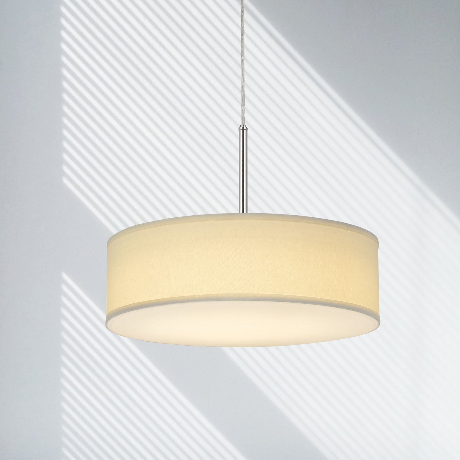 18W Dimmable LED Pendant Light with Diffuser & Hardback Fabric Shade - Modern Hanging Light Fixture for Kitchen Island, Dining Room, and Living Room Decor