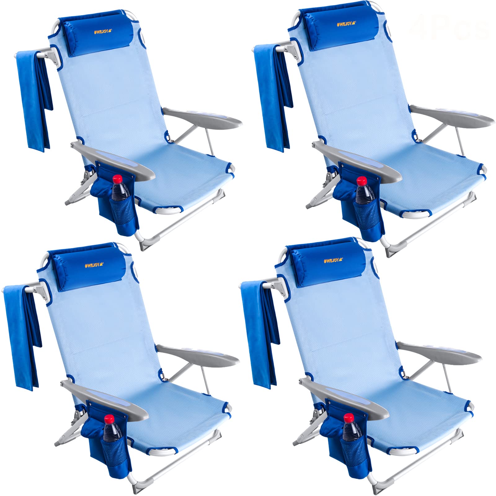 WEJOY Portable Folding Beach Chair - Lightweight Camping Chair for Outdoor, Concerts & Backyard - Reclining Lawn Chair with Shoulder Strap & Backpack Design - Supports 300 lbs - Perfect for Beach, Picnics, Camping & Tailgating