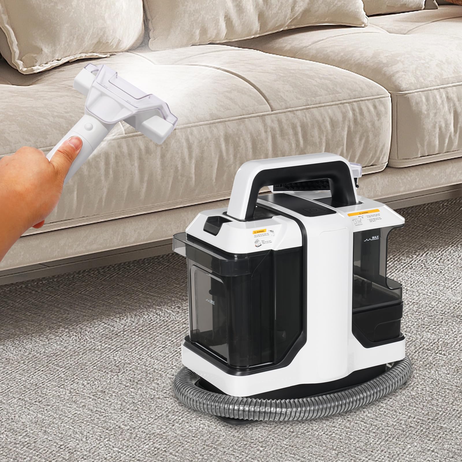Commercial Carpet Cleaner Machine - 110V Portable Deep Cleaner for Pet Stains, Sofa, Rug, Mattress & Car Seat | Handheld Upholstery & Curtain Cleaner for Home & Office Use