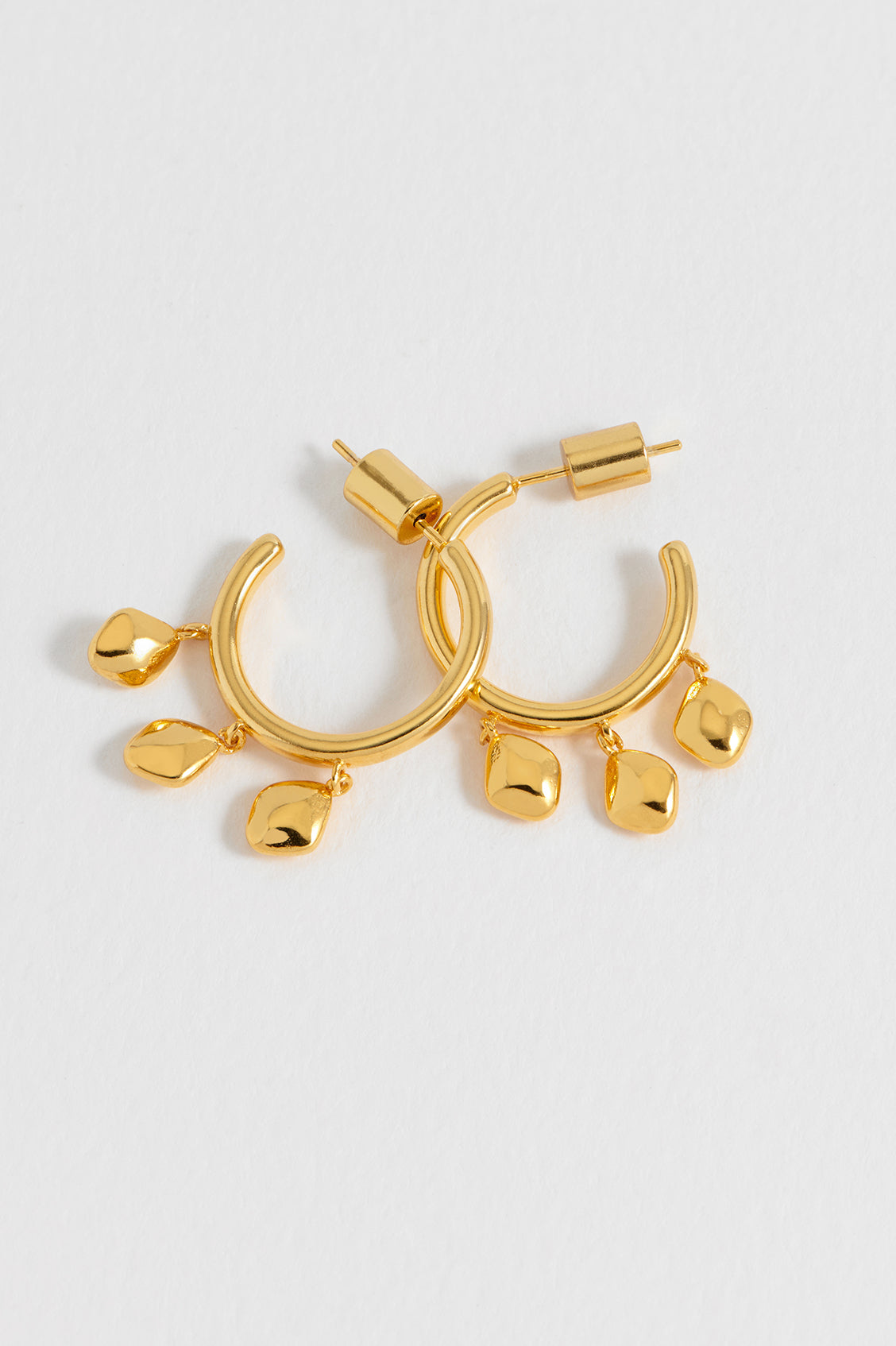 Stylish Triple Pebble Hoop Earrings for Women - Trendy Gold/Silver Dangle Ear Jewelry - Perfect for Parties, Weddings & Everyday Wear