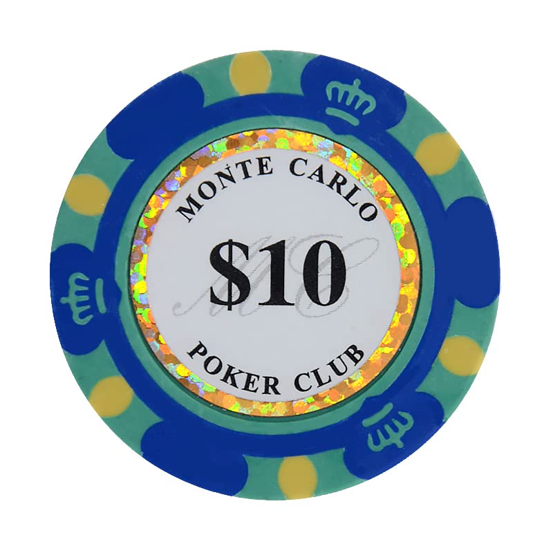 Premium 14 Gram Clay Poker Chips - Monte Carlo Style (Pack of 50) for Casino Nights, Poker Tournaments & Home Games