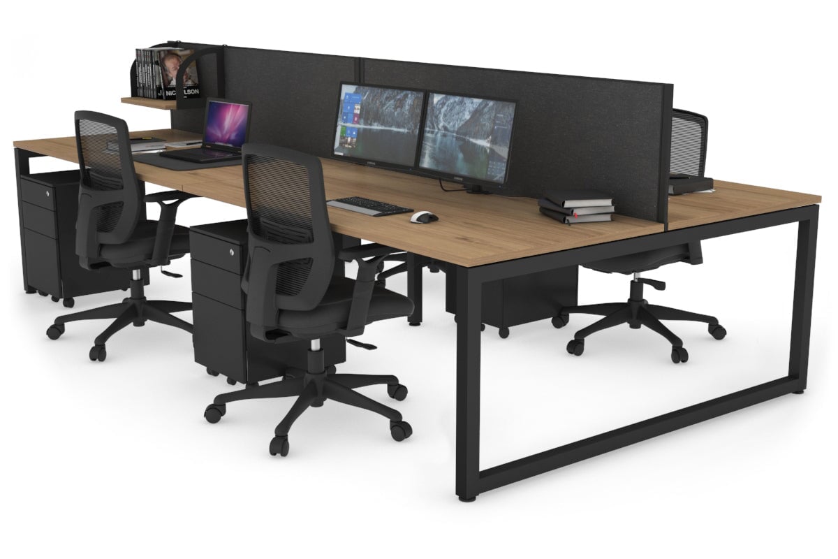 Quadro Loop Legs 4 Person Office Workstation - 1800L x 800W with Cable Management Scallop - Ideal for Collaborative Workspaces & Open Office Environments