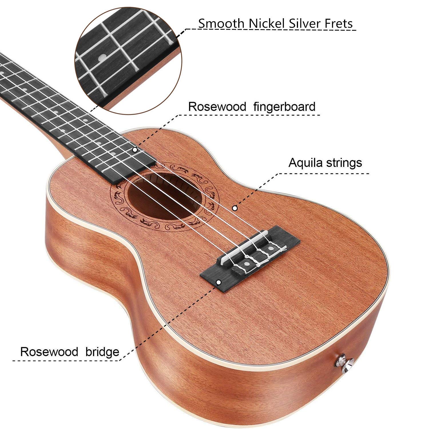 Professional 26 Inch Ranch Tenor Ukulele Kit - Wooden Hawaiian Guitar with Gig Bag, Tuner, Strap & Aquila Strings | Includes 12 Online Lessons | Perfect for Beginners, Travel, Beach Performances & Music Classes