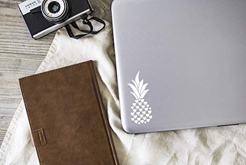 Hearts Pineapple Vinyl Decal - White 1.8x4.5 Inch - Made in USA by Foxtail Decals - Waterproof Sticker for Car Windows, Laptops, Tablets, Water Bottles - Perfect for Home Decor, DIY Crafts & Personalizing Accessories