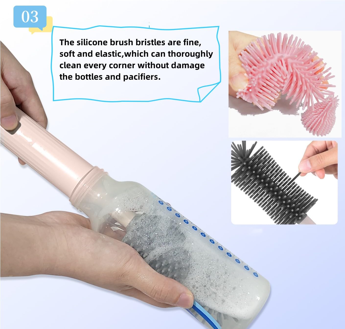 Electric Baby Bottle Brush Heads - 2 Pack with Nipple Cleaner | Compatible with Silicone Brushes | Perfect for Sterilizing & Cleaning Bottles