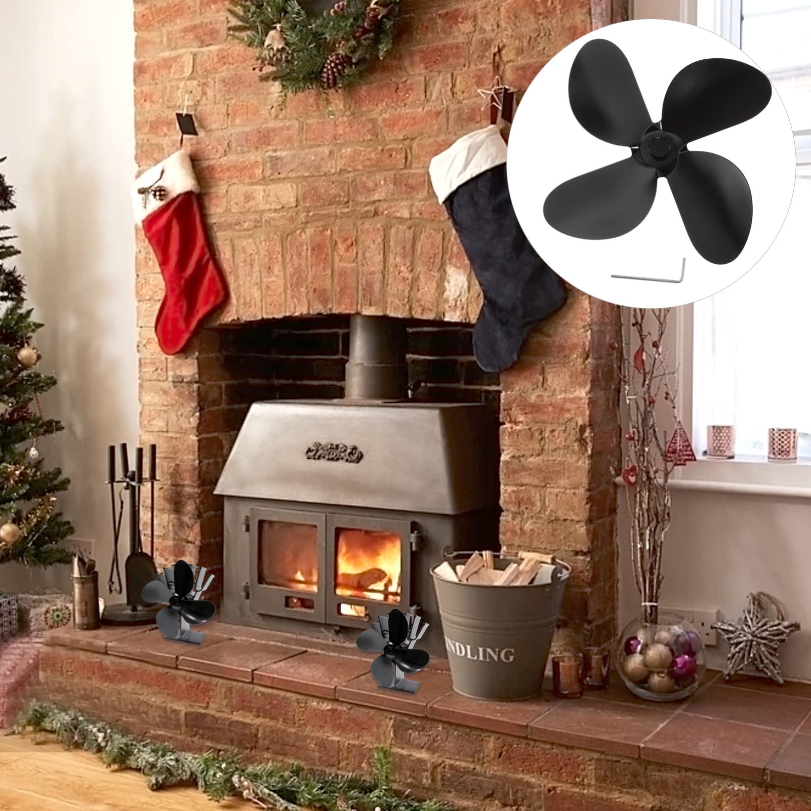 PRETYZOOM 3-Piece Fireplace Stove Fan Replacement Kit - Aluminum Alloy Heat-Powered Fan Parts, Easy Installation & Silent Operation - Perfect for Home Heating, Wood Stove Accessories & Energy Efficiency