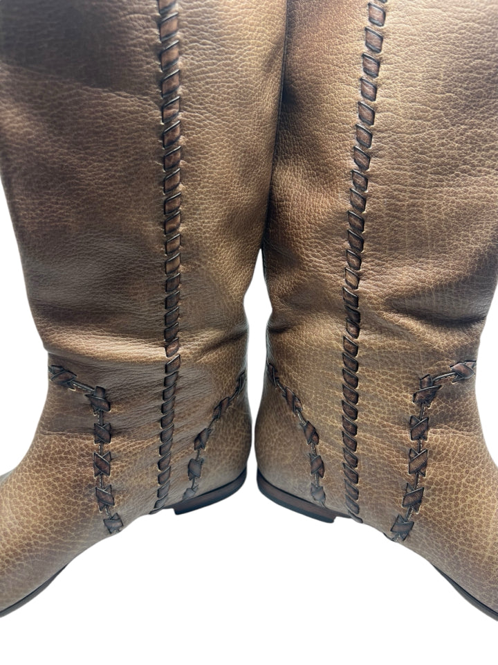 Gucci Janis Brown Leather Ankle Boots Size 9.5 Women's Fashion Shoes for Fall Winter Outfits & Office Wear