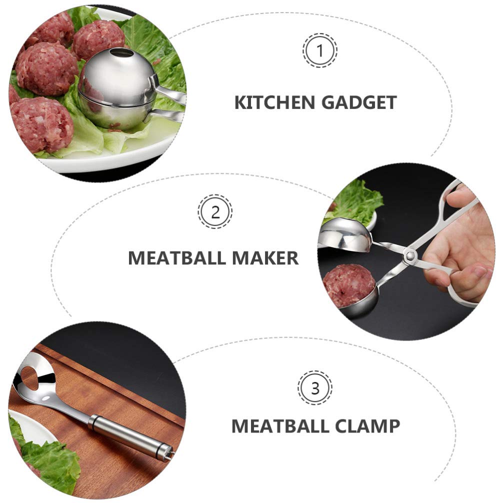 Hemoton Stainless Steel Kitchen Tongs - 12 Inch Meatball Maker & Serving Tongs for Cooking, BBQ, Salad - Professional Grade Mini Meat Baller Tool for Home Chefs & Restaurants (Perfect for Meatballs, Pasta, Salad Serving)
