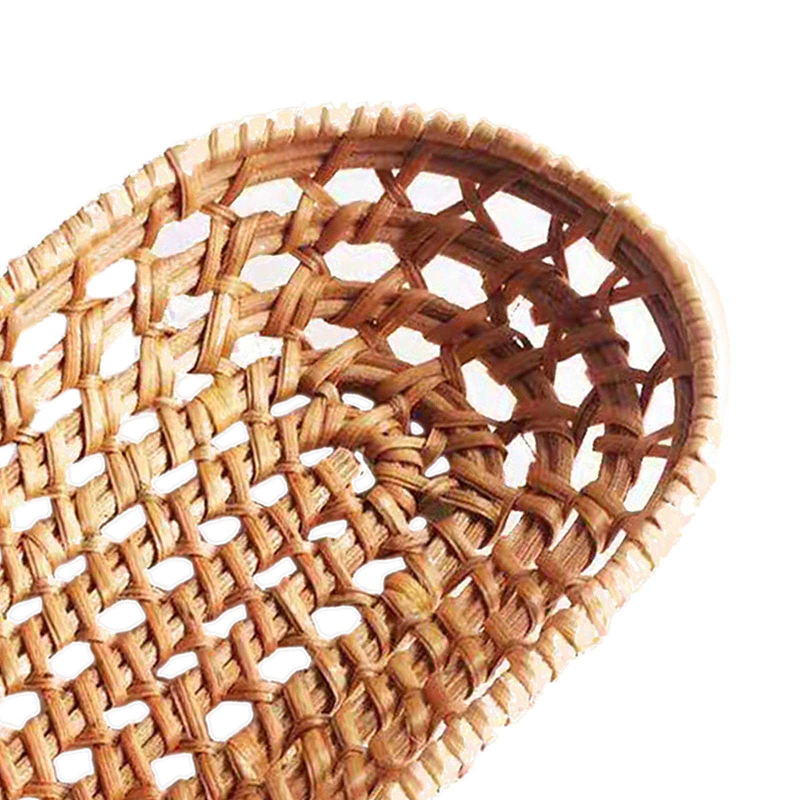 Hand Woven Rattan Fruit Basket - Wicker Bread Basket & Oval Serving Bowl for Breakfast, Food, Vegetables, Snacks | Medium Size | Perfect for Kitchen, Dining Table, Picnic & Farmhouse Decor