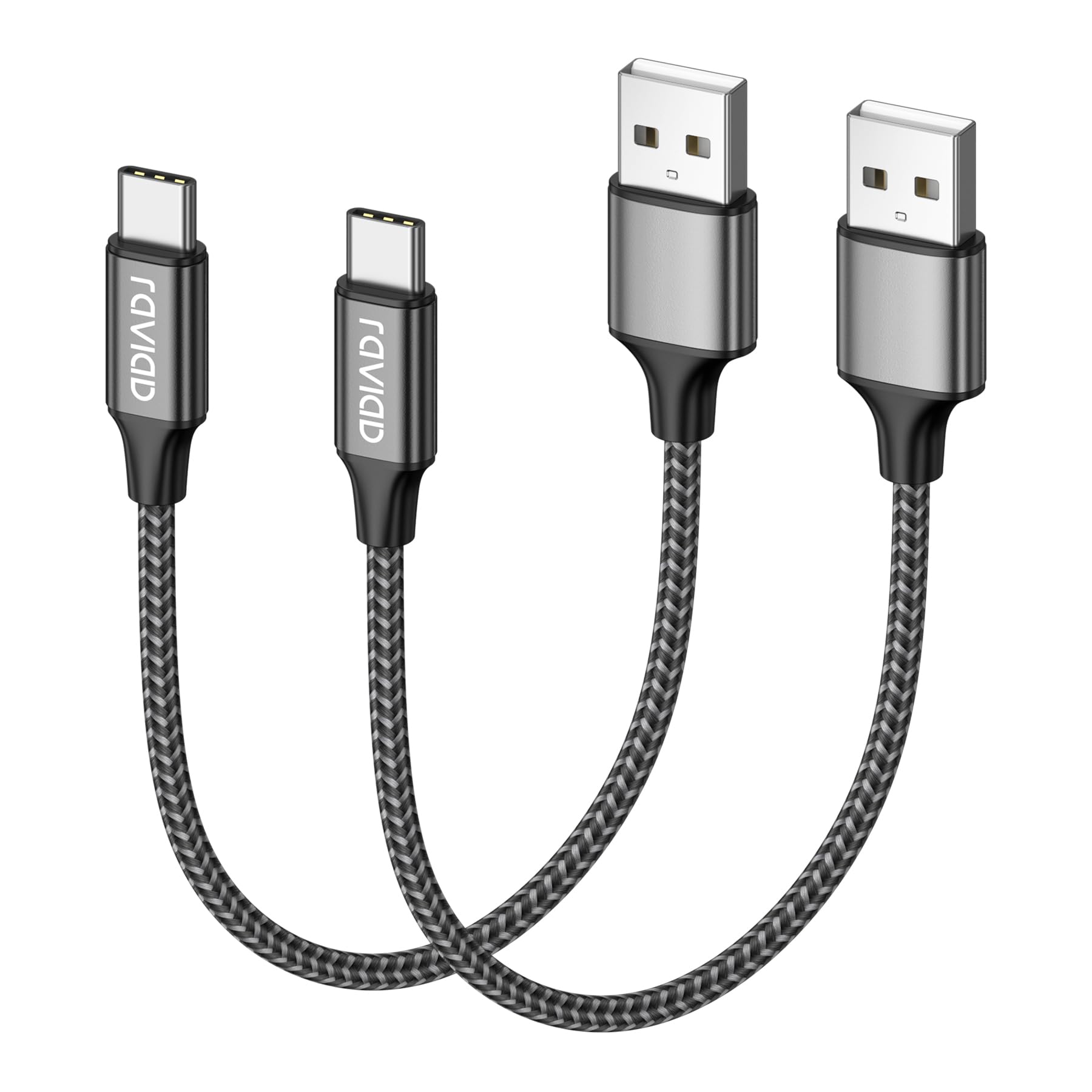RAVIAD 2-Pack 0.5M USB C Fast Charging Cable - Nylon Braided Type C Charger Cord for iPhone 16/15 Pro Max, Samsung Galaxy S23/S22/S21/S20/A53, Huawei P40/P30, Google Pixel - Durable & Tangle-Free (Grey) | Perfect for Home, Office & Travel Charging