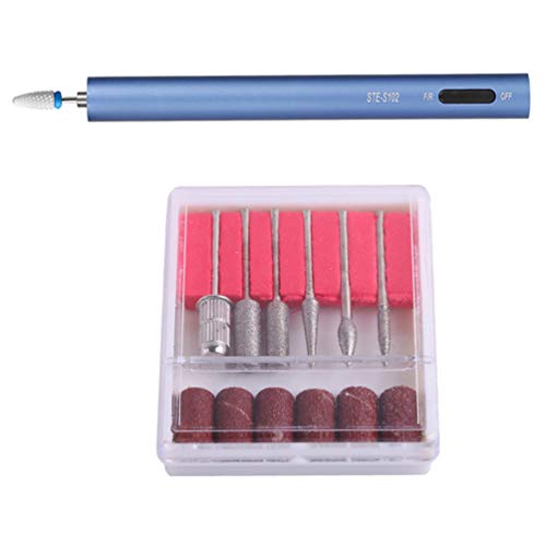 Professional Electric Nail Drill Kit - KALLORY Nail Grinder & Polisher Machine for Manicure & Pedicure | Blue Manicure Supplies for Salon & Home Use