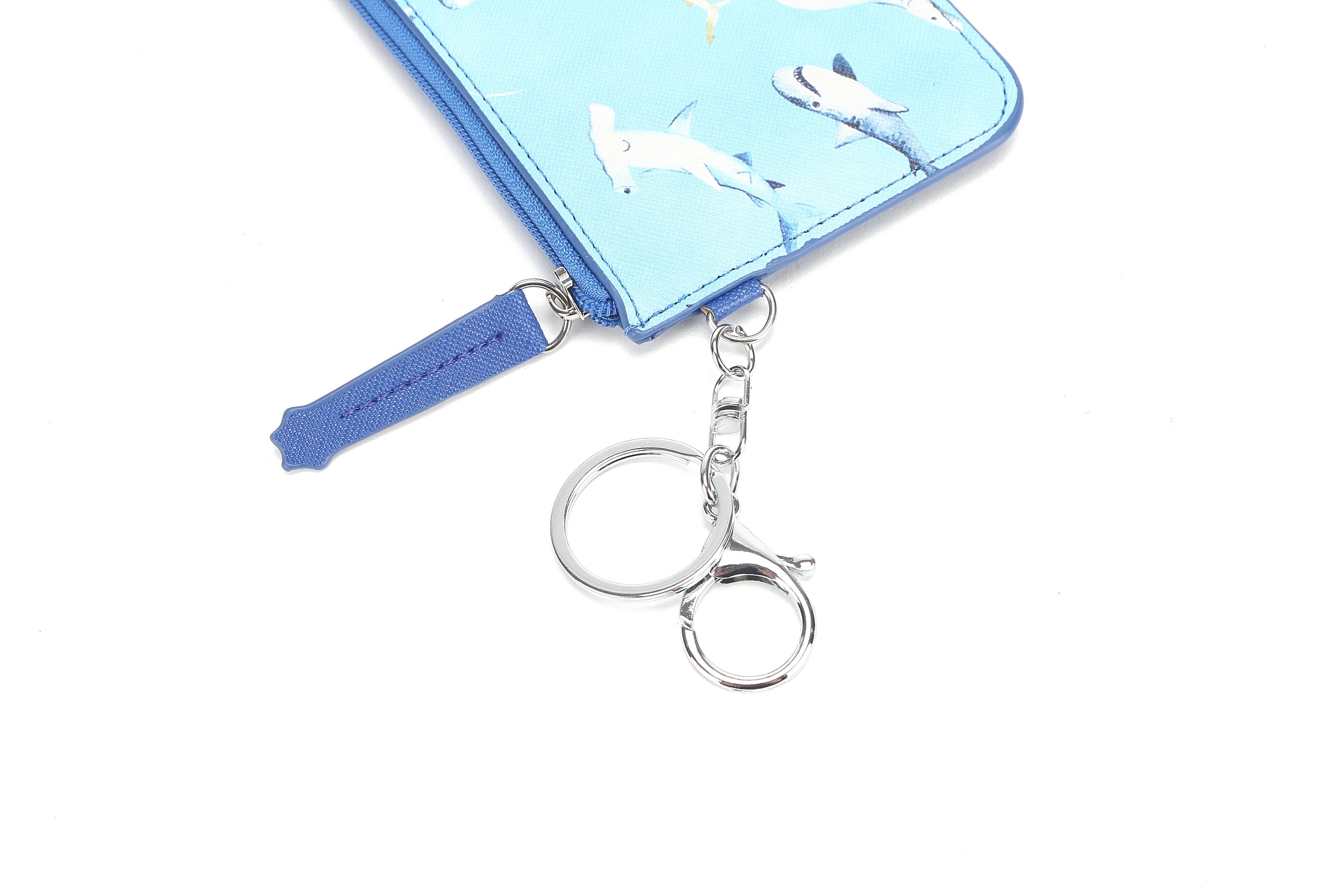 Happy Shark Blue Card Holder - Slim RFID Blocking Wallet for Credit Cards & ID - Perfect for Travel, Work, and Everyday Use