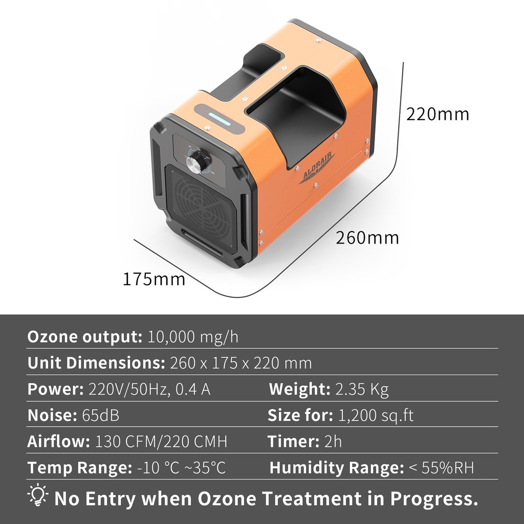 AlorAir O UVC2 Pro 10,000 mg/h Commercial Ozone Generator with Digital Display - Air Purifier for Home, Office, Mold Removal & Odor Elimination