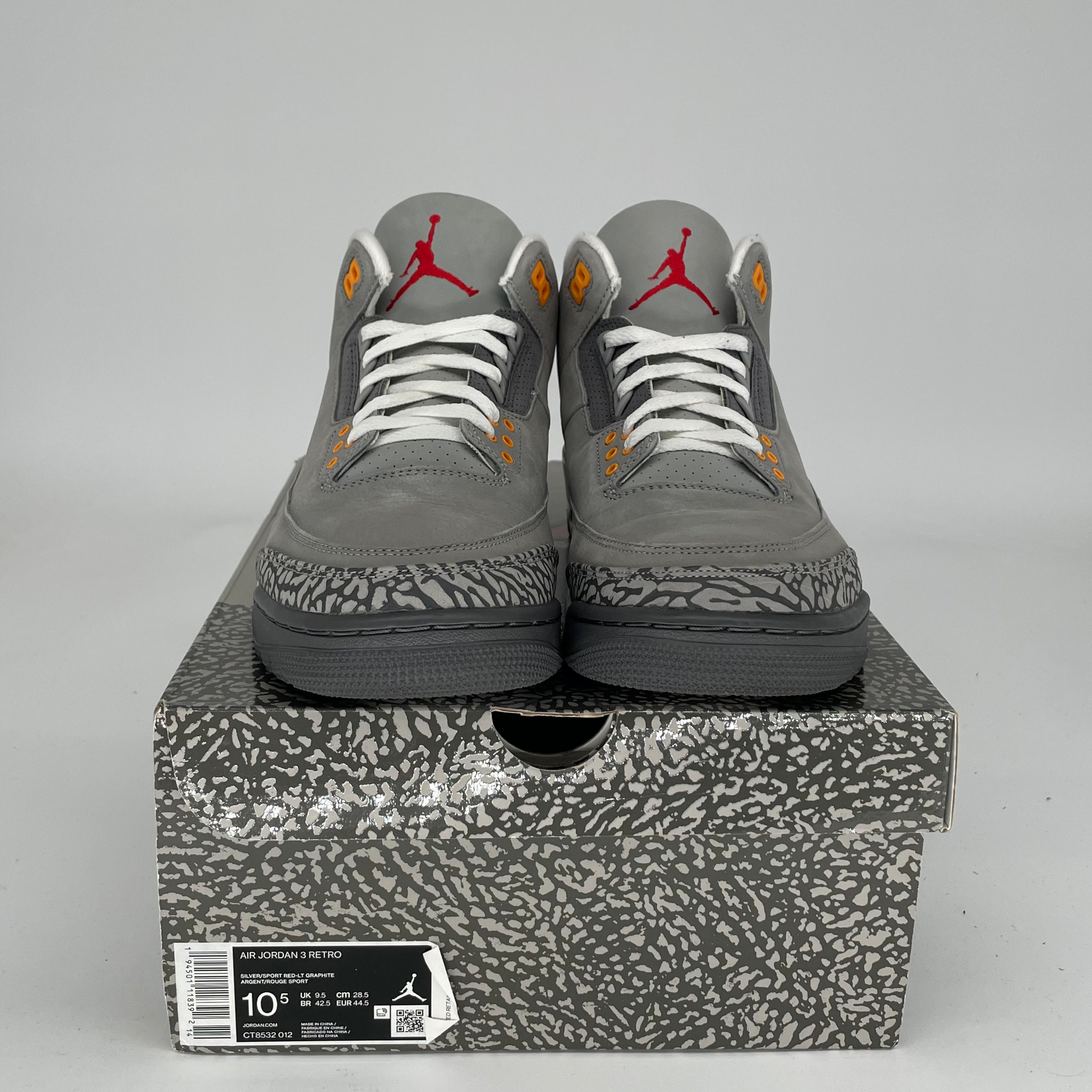 AIR JORDAN 3 COOL GREY Men's Basketball Shoes Size 10.5 - Retro Style Sneakers for Running, Training & Streetwear Fashion (Style Code: CT8532 012)
