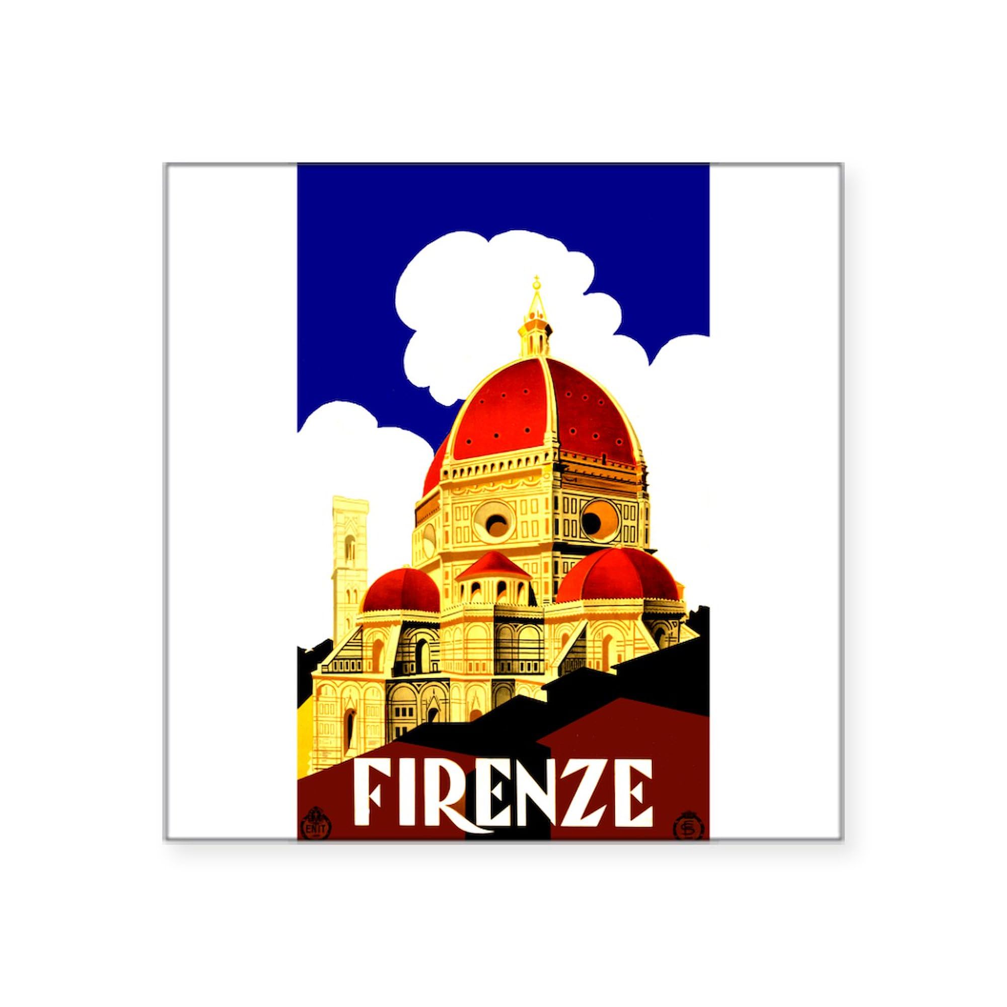 Vintage Florence Italy Travel Sticker - Square Bumper Decal for Cars, Laptops & Travel Gear | Perfect for Travel Enthusiasts & Souvenir Collectors