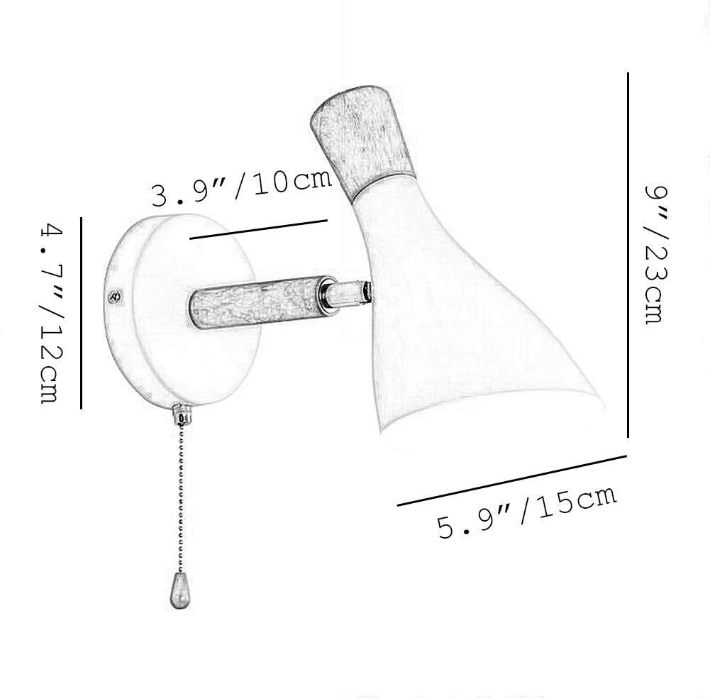 Nordic Modern Adjustable Wall Lamp with Iron and Wood Shade - Pull Chain Switch Wall Sconce for Bedroom, Study, Living Room - Gray Finish | Perfect for Ambient Lighting & Home Decor