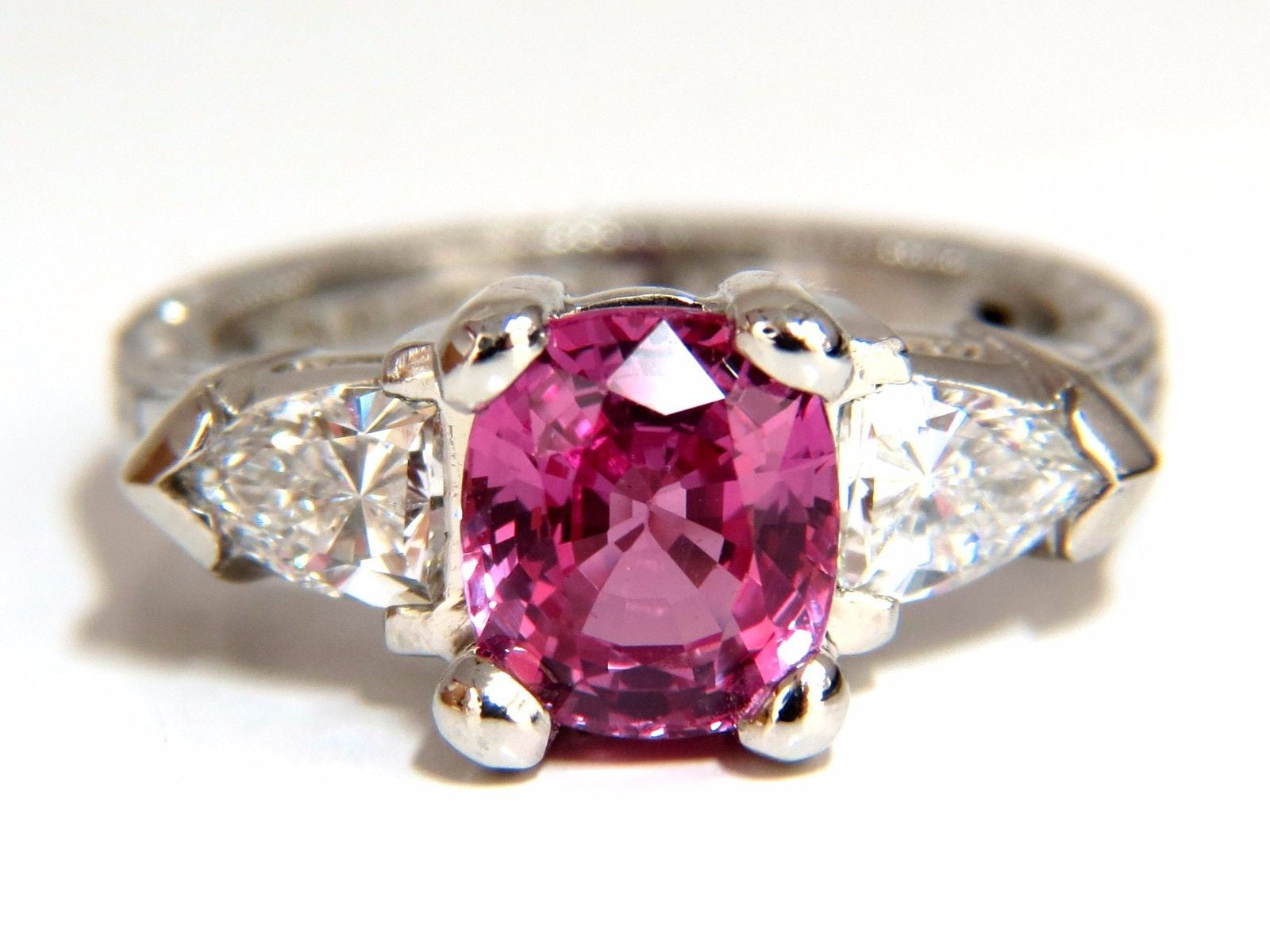 AGL Certified Natural Pink Sapphire Shield Cut Diamond Ring in Platinum for Arthritis Relief – Perfect for Weddings, Anniversaries & Special Occasions