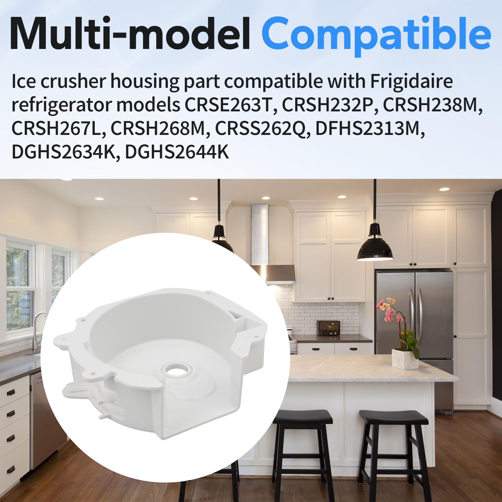 Frigidaire Ice Crusher Housing Replacement - Compatible with Kenmore Built-in Refrigerator Ice Makers | Durable Refrigerator Ice Maker Parts for Home & Commercial Use