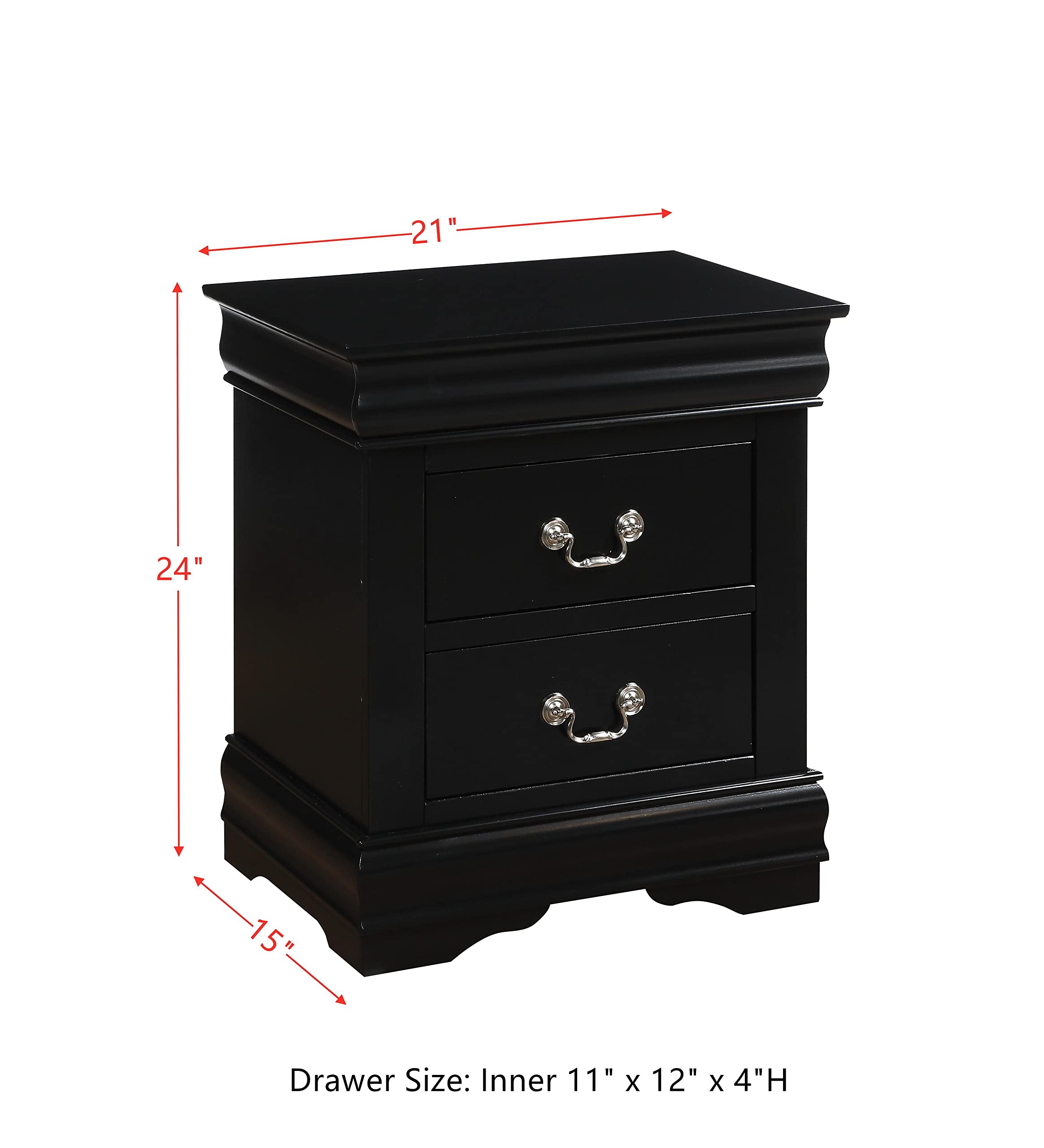 Harper & Bright Designs Black Nightstand with 2 Drawers - Small Dresser, Bedside Table with Storage for Bedroom, Living Room, College Dorm - Compact End Table for Small Spaces, Apartment & Home Decor (Black)