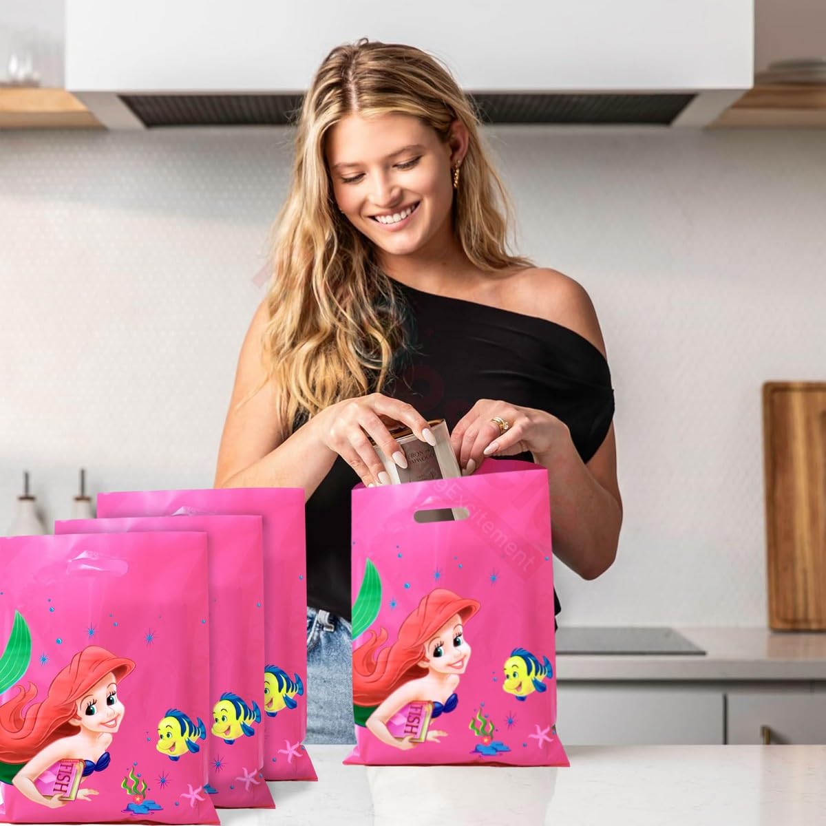Mermaid Theme Birthday Party Favors - 10 Pack Pink Foil Goodie Bags for Girls, Kids Return Gifts | Perfect for Underwater Themed Parties, Baby Showers & Princess Celebrations