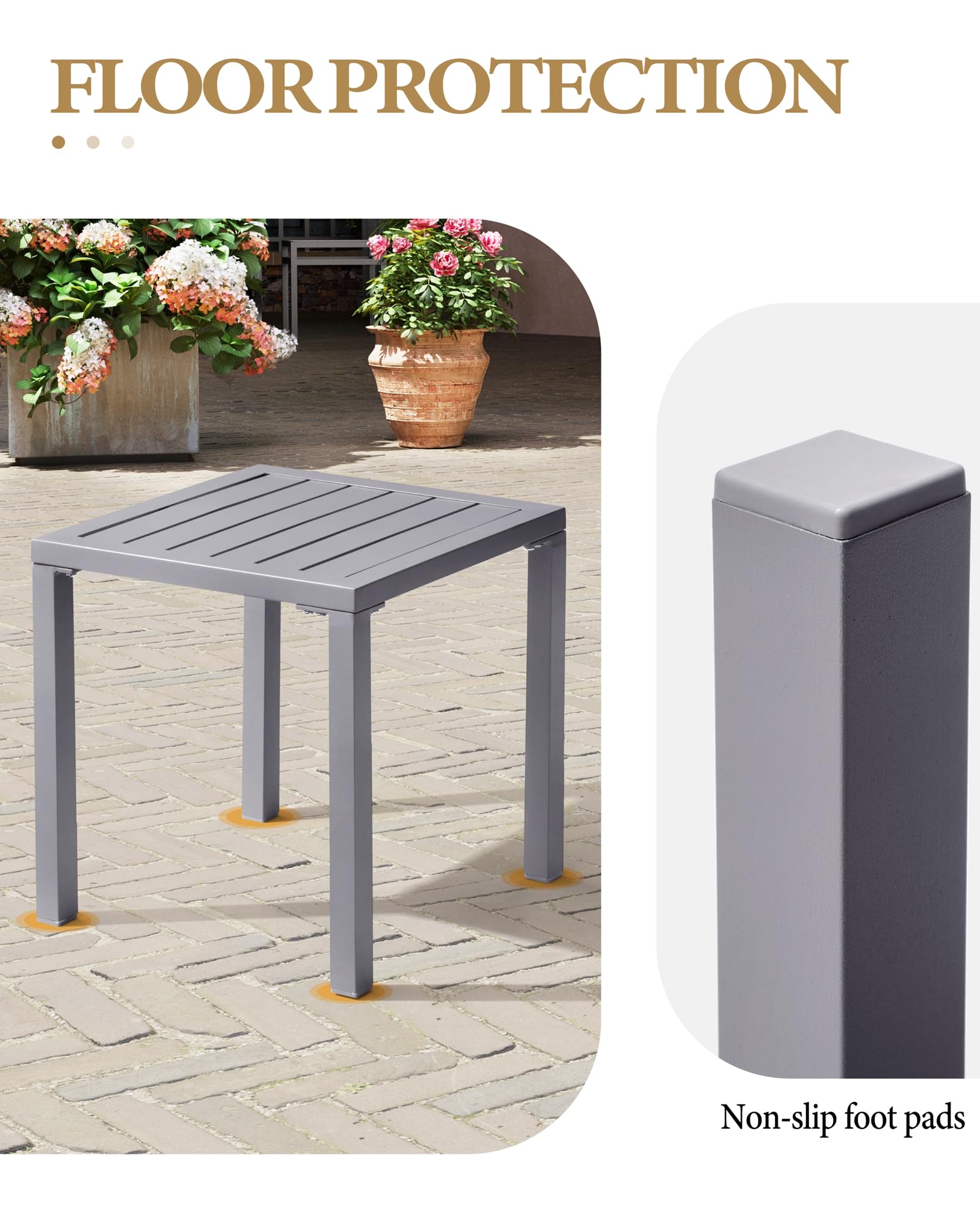 **Crestlive 2-Pack Aluminum Outdoor Side Tables - Weather-Resistant Square Coffee End Tables for Patio, Yard, Garden, Porch & Deck - Perfect for Poolside Lounging & Outdoor Entertaining**