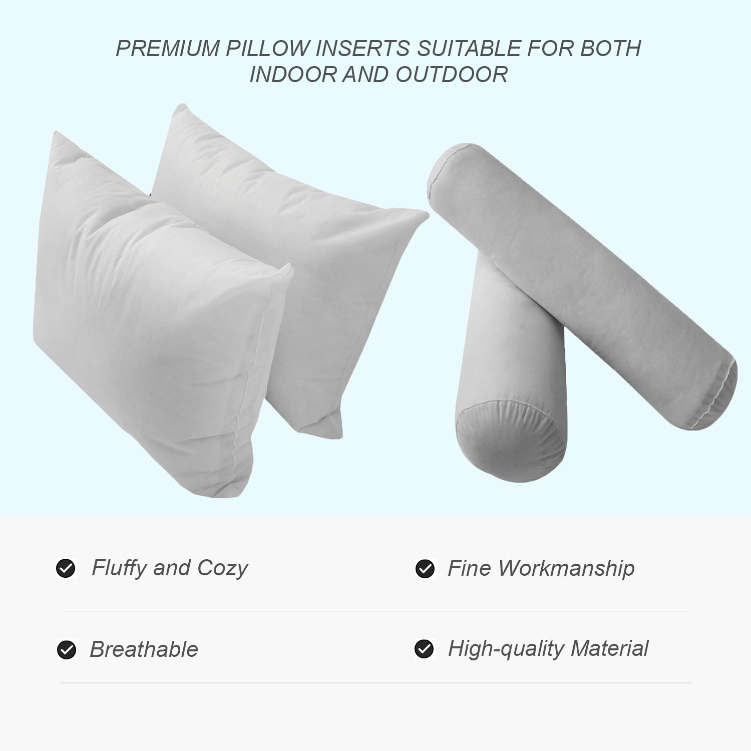 Prolinemax Style 1 Crib Size Pillow & Bolster Cushion - Polyester Fiberfill Inserts for Outdoor, Indoor, Daybed, Porch Swing Bed (Insert Only) - Perfect for Nursery, Patio, Sunroom & Relaxation Spaces