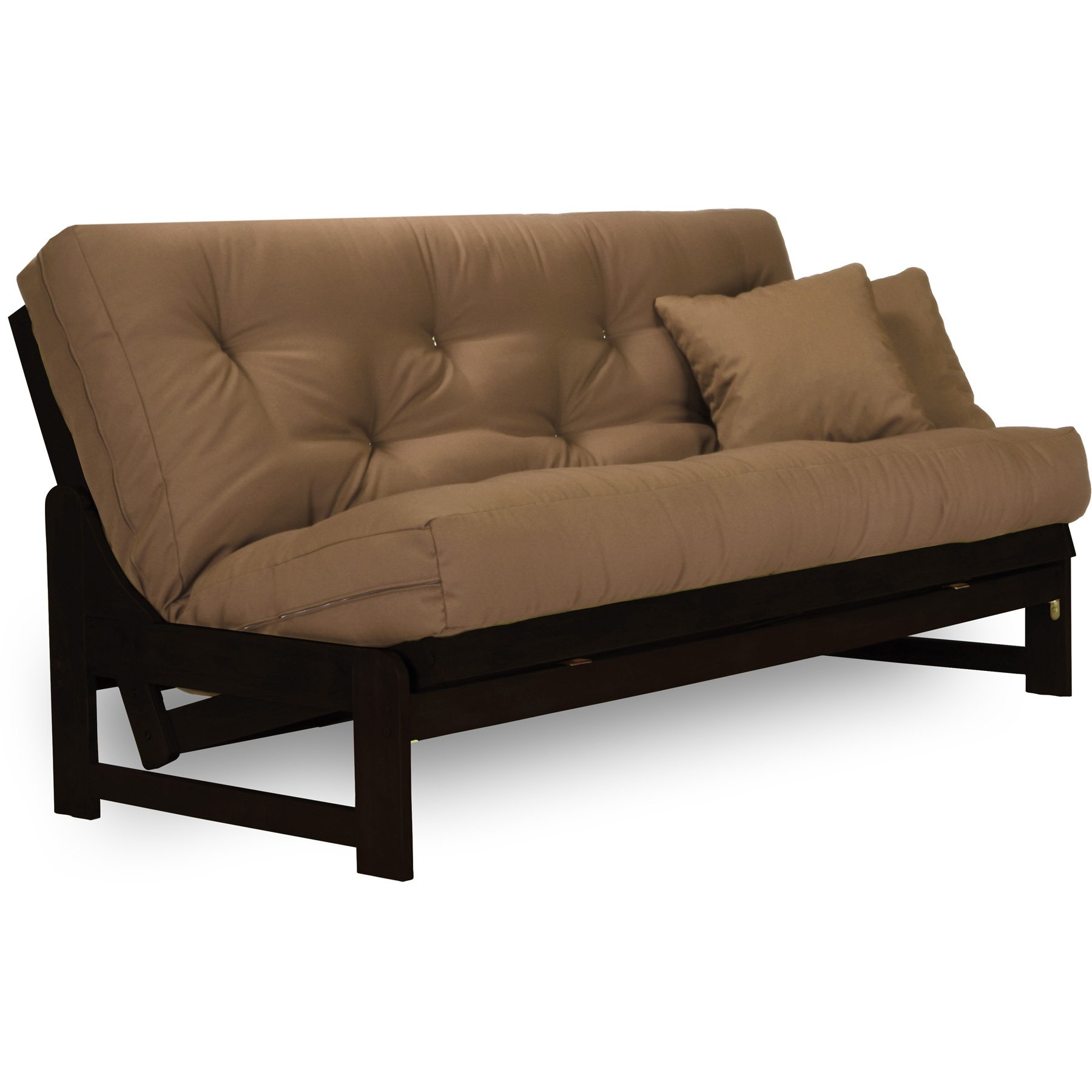 Arden Armless Dark Espresso Wood Futon Frame - Solid Hardwood Sofa Bed for Full/Queen Size | Space Saving Design for Small Rooms & Apartments | Perfect for Guest Beds, Dorm Rooms & Studio Living