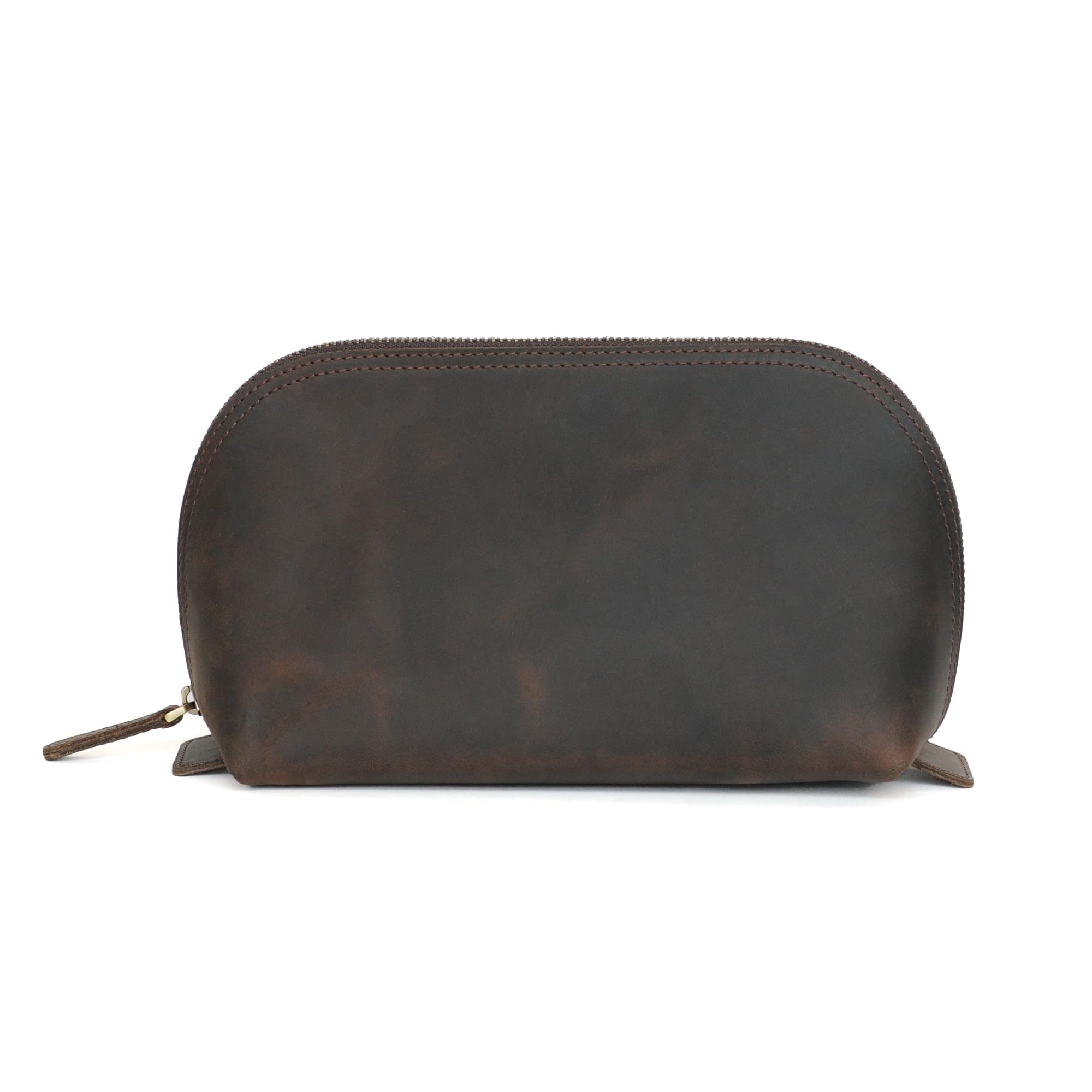 Handmade Leather Makeup Bag for Women - Customizable Travel Cosmetic Pouch for Toiletries & Essentials - Dark Brown Leather Gift for Holidays, Birthdays & Bridal Showers - Perfect for Travel, Vacation & Daily Use