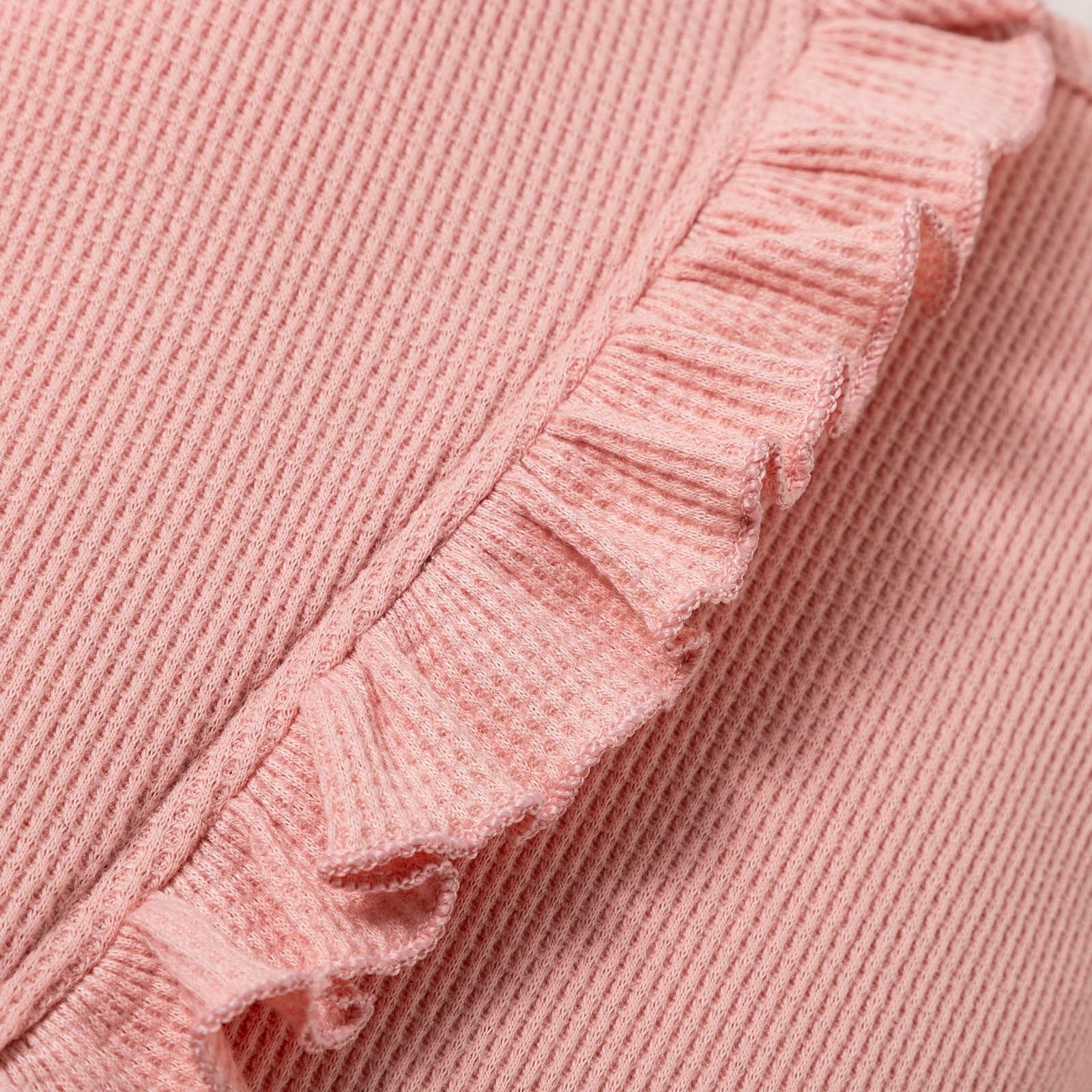 Newborn Baby Romper - Soft Waffle Knit One-Piece Outfit with Ruffle & Zip Footie for Infant Girls | Spring Summer Clothes Set with Bow Headband | Perfect for Photoshoots, Playdates & Special Occasions