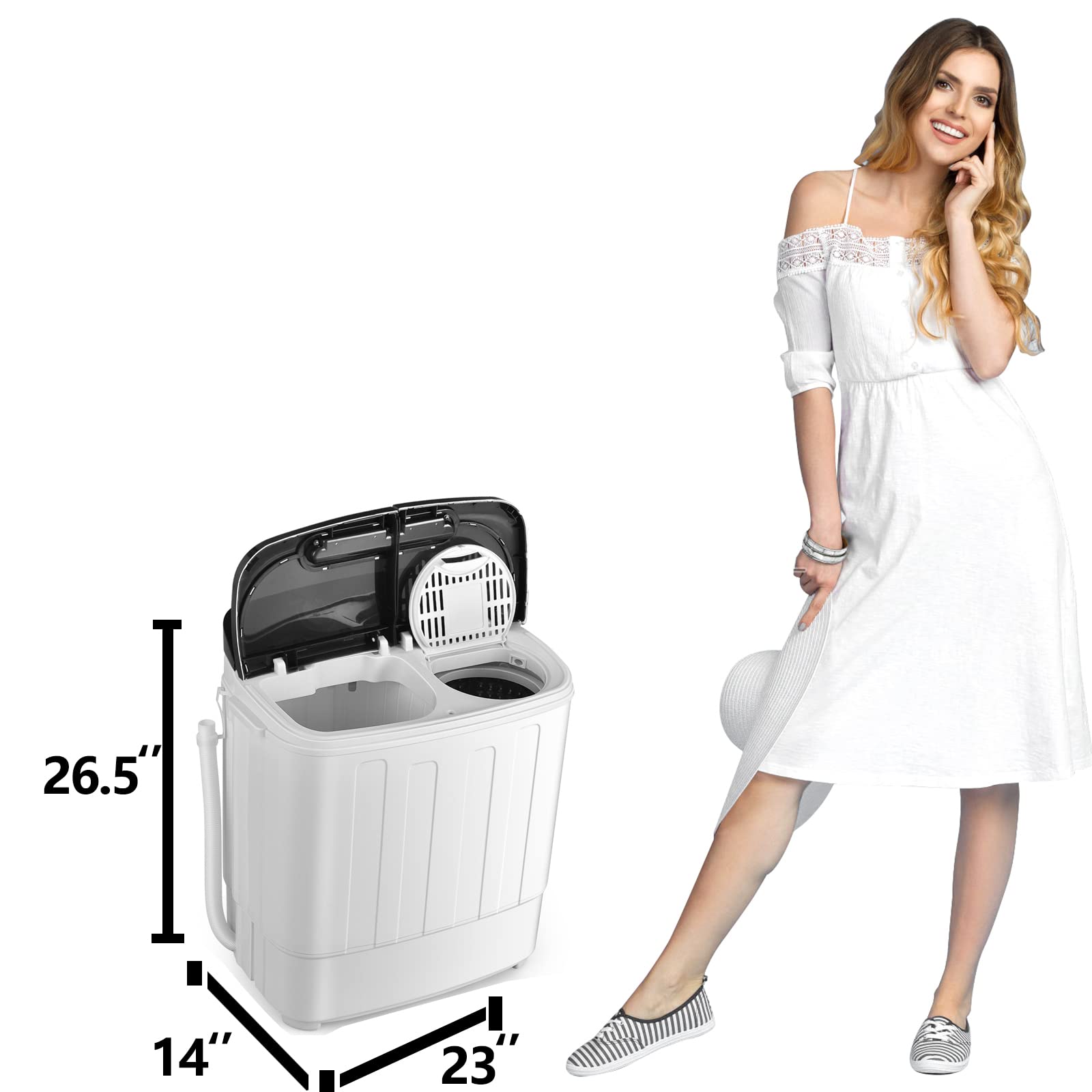 Portable Washer and Dryer Combo XPB36-1288SA - Compact Mini Washing Machine for Small Spaces, 2-in-1 Laundry Solution with Spin Dryer, Energy Efficient, Ideal for Apartments, RVs, Dorms & Camping - Black
