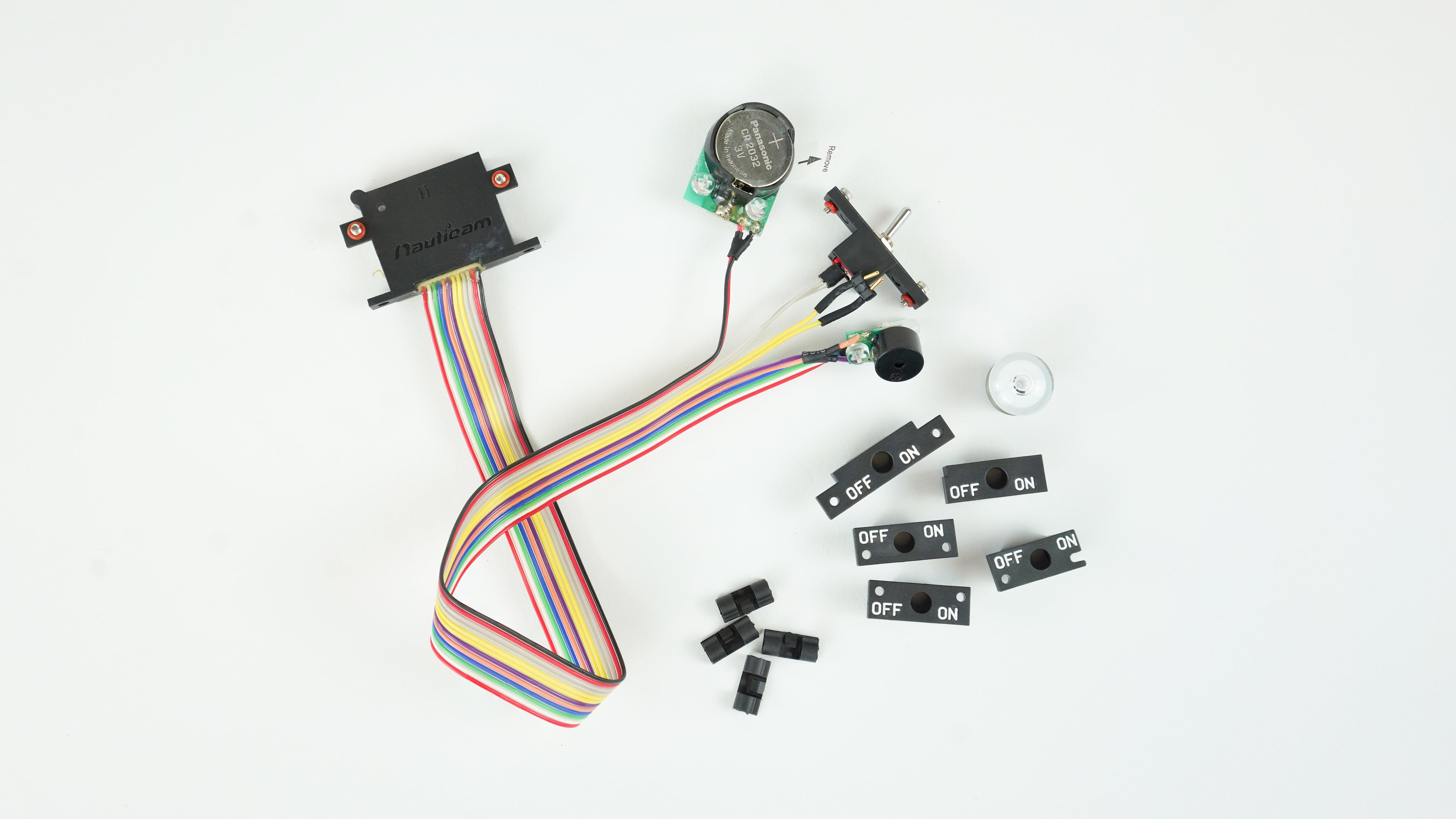 Moisture Alarm PCB Kit with Vacuum Detection - Includes On/Off Switch, Mount, Buzzer, Sensor, CR2032 Battery Holder & 4-Color LED (1 Panasonic CR2032 Battery Included) - Ideal for Home Security, Basement Monitoring & Water Leak Detection